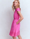 Embroidered Jersey Short Dress-Passion Flower