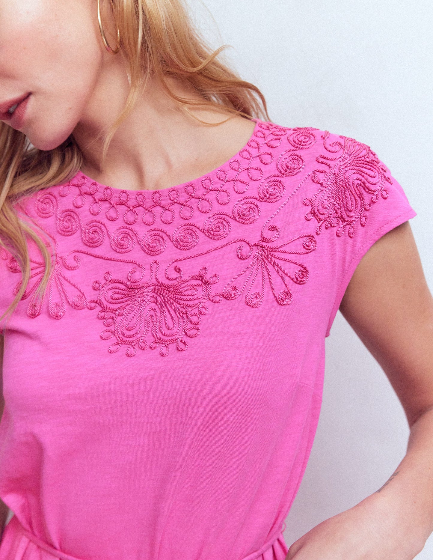 Jersey Cutwork Short Dress-Passion Flower