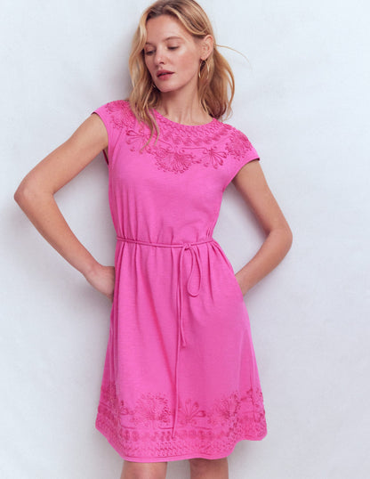 Jersey Cutwork Short Dress-Passion Flower-4