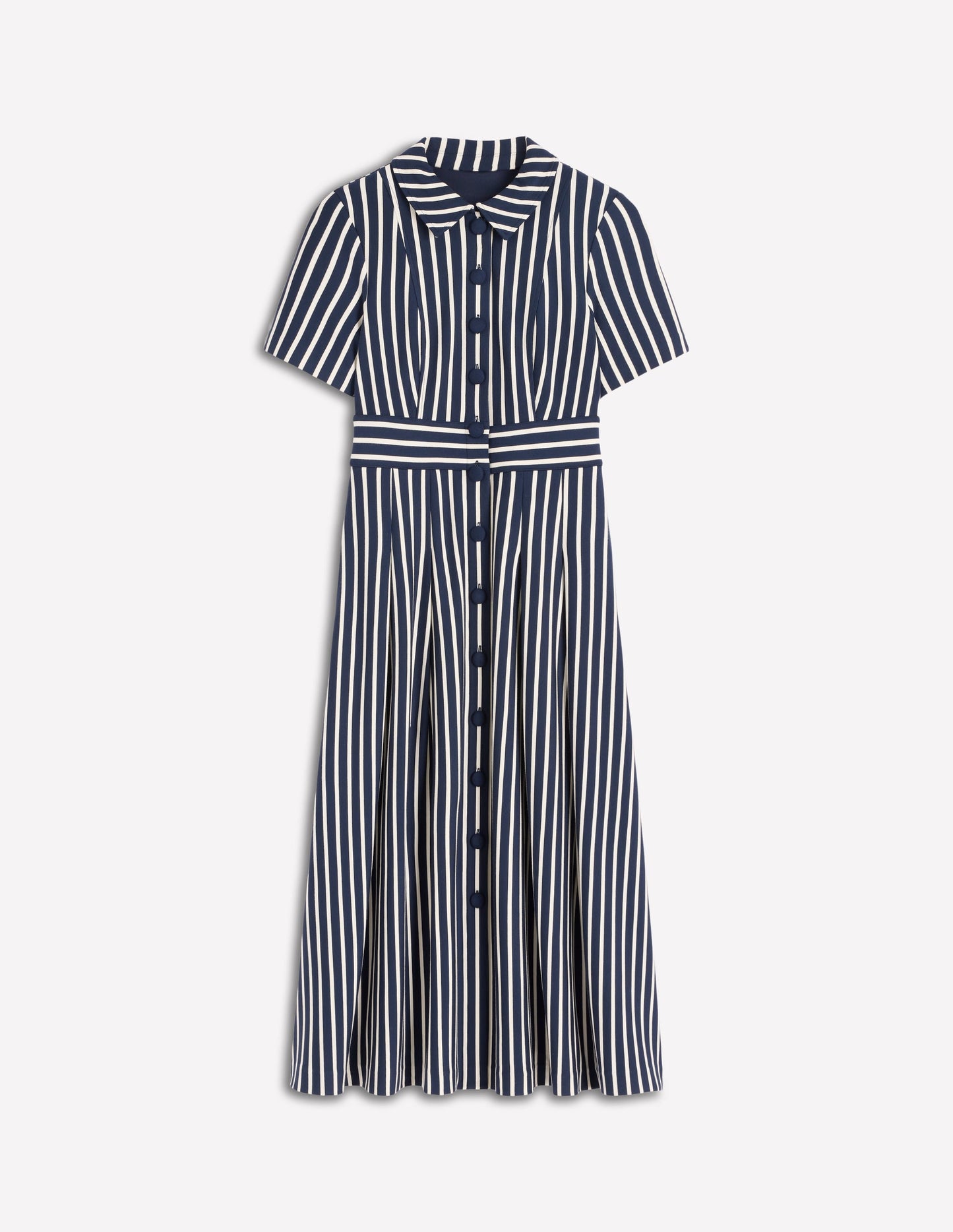 Bridget Ponte Shirt Dress-Navy Ivory Stripe