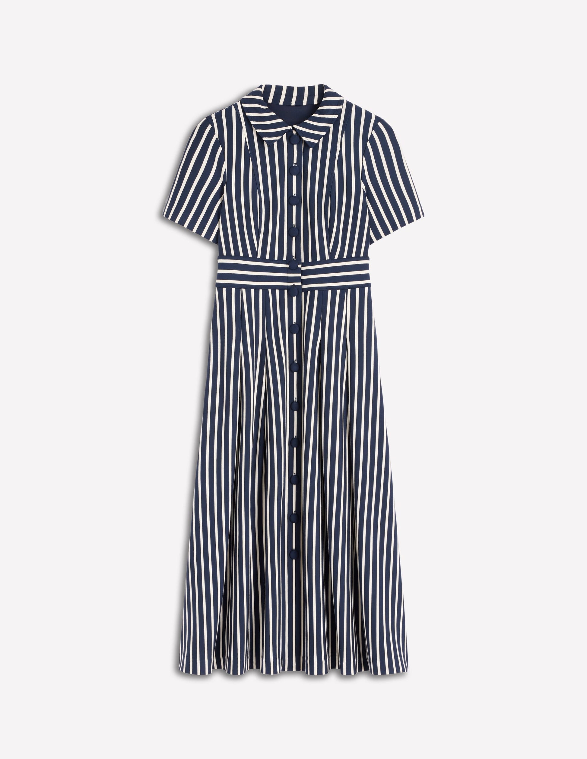 Bridget Ponte Shirt Dress-Navy Ivory Stripe-5