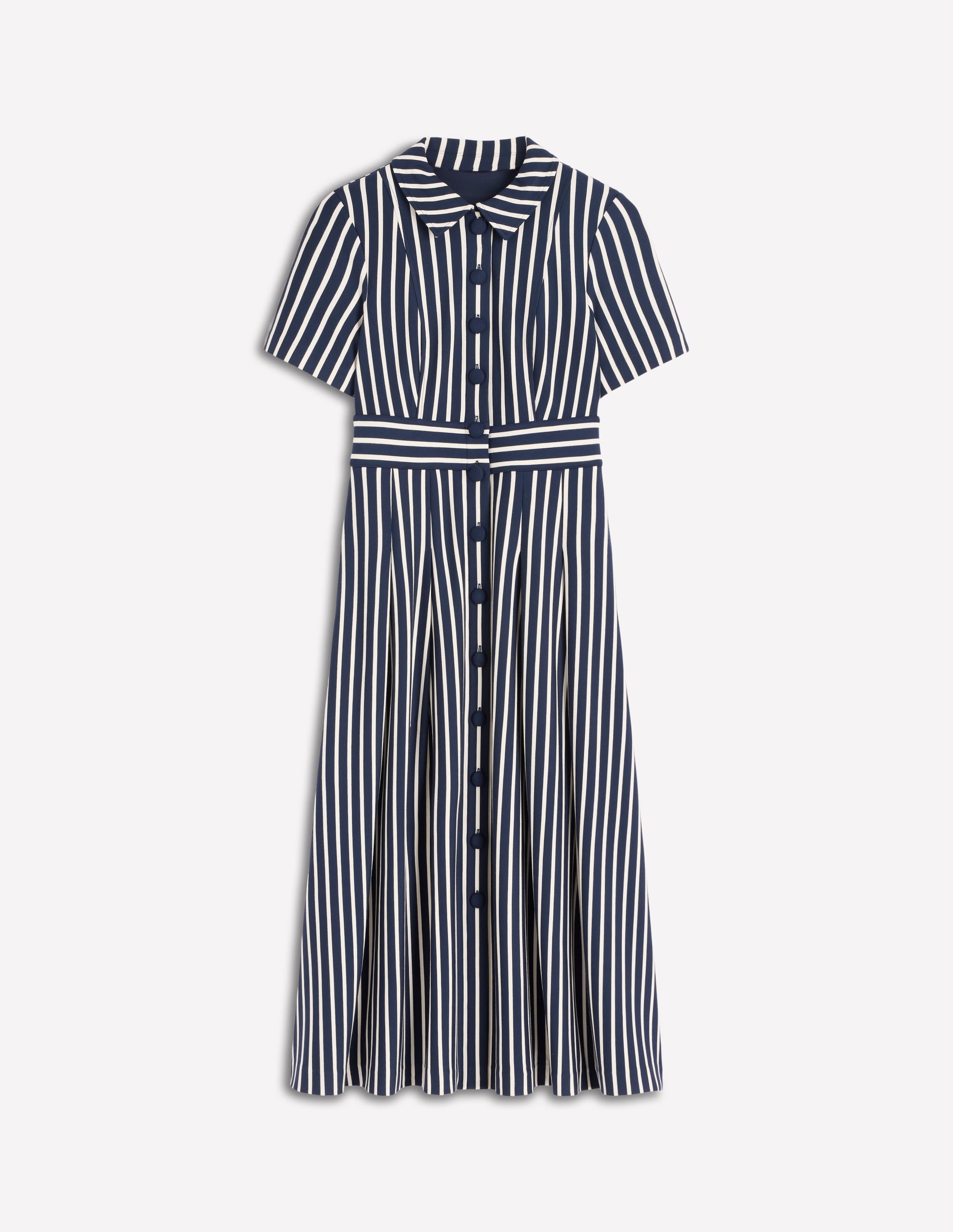 Bridget Ponte Shirt Dress-Navy and Ivory Stripe - Image 5