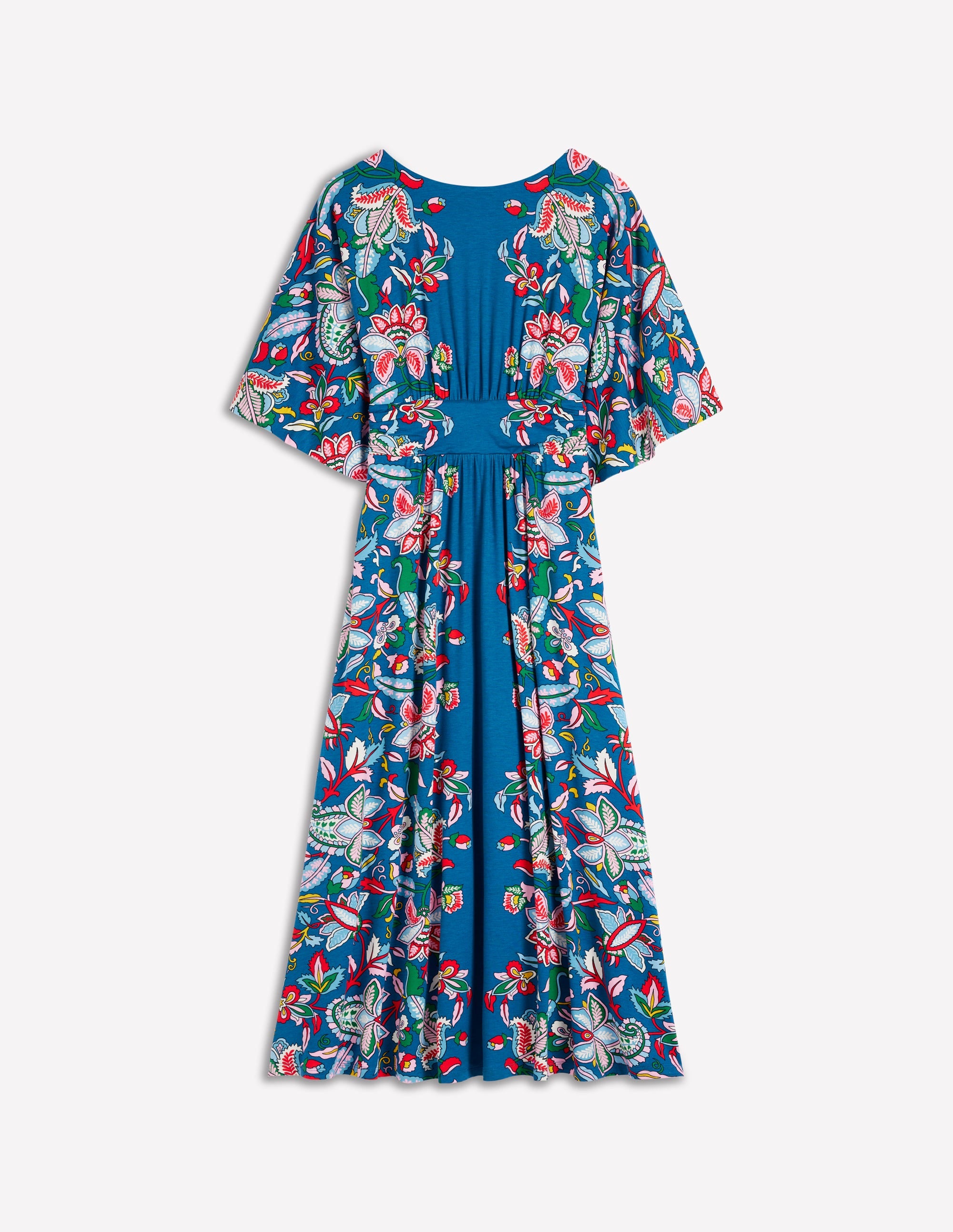 Imelda Kimono Jersey Dress-Blue, Botanical Trail - Image 5