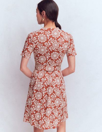 Daisy Flippy Jersey Dress-Roasted Chestnut, Blossom-3