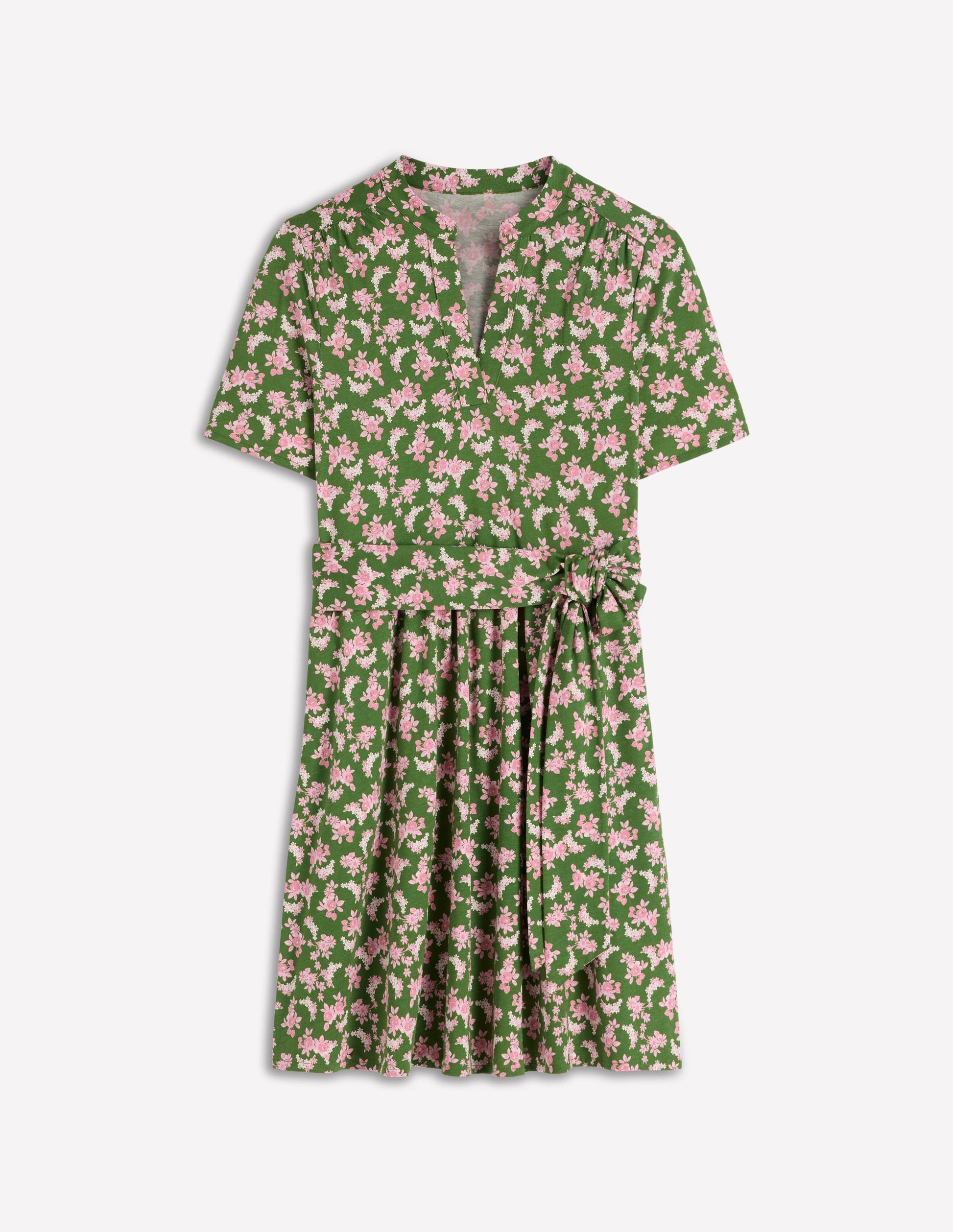 Daisy Flippy Jersey Dress-Promenade Green, Dainty Blooms-6