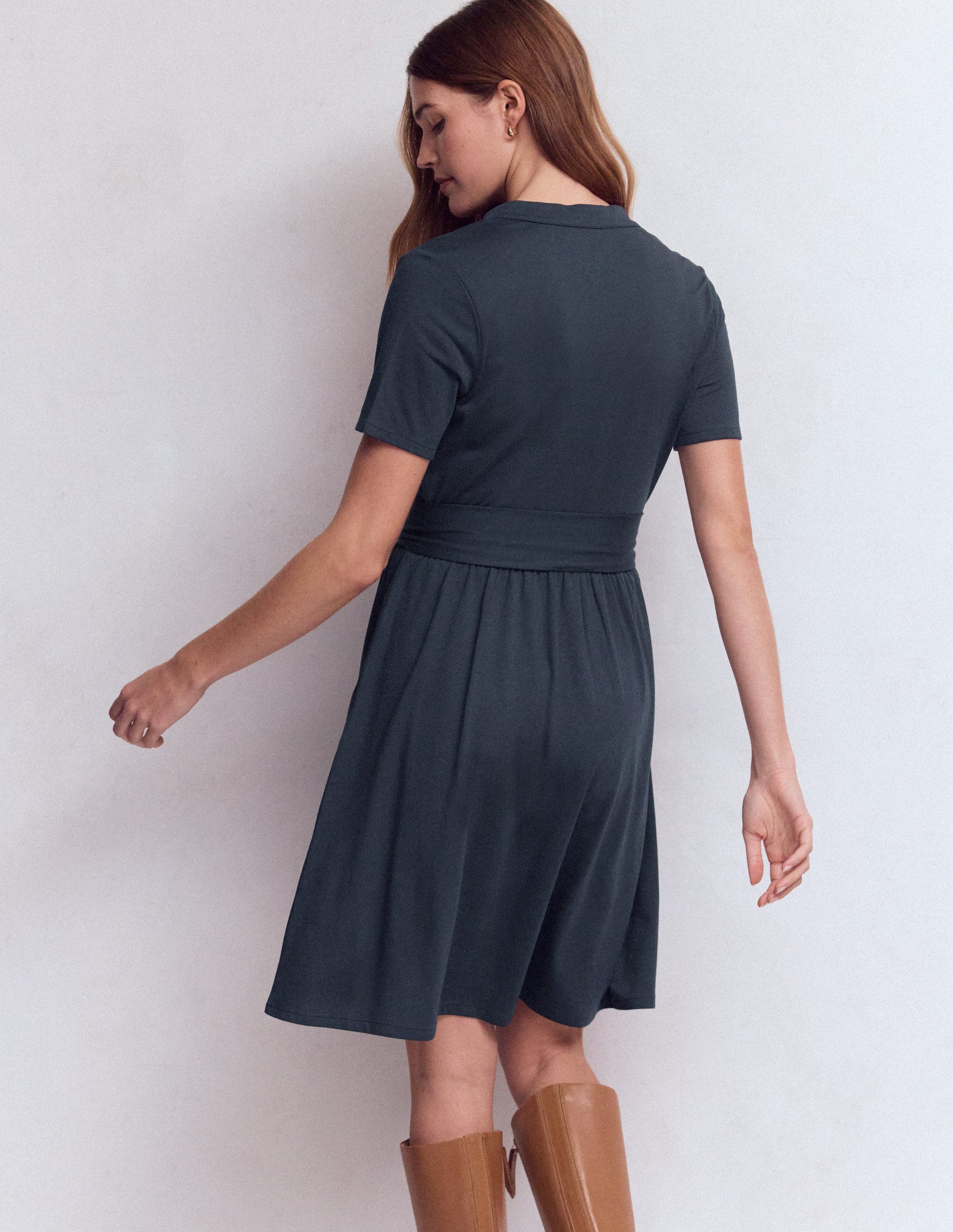 Daisy Flippy Jersey Dress-Navy-3