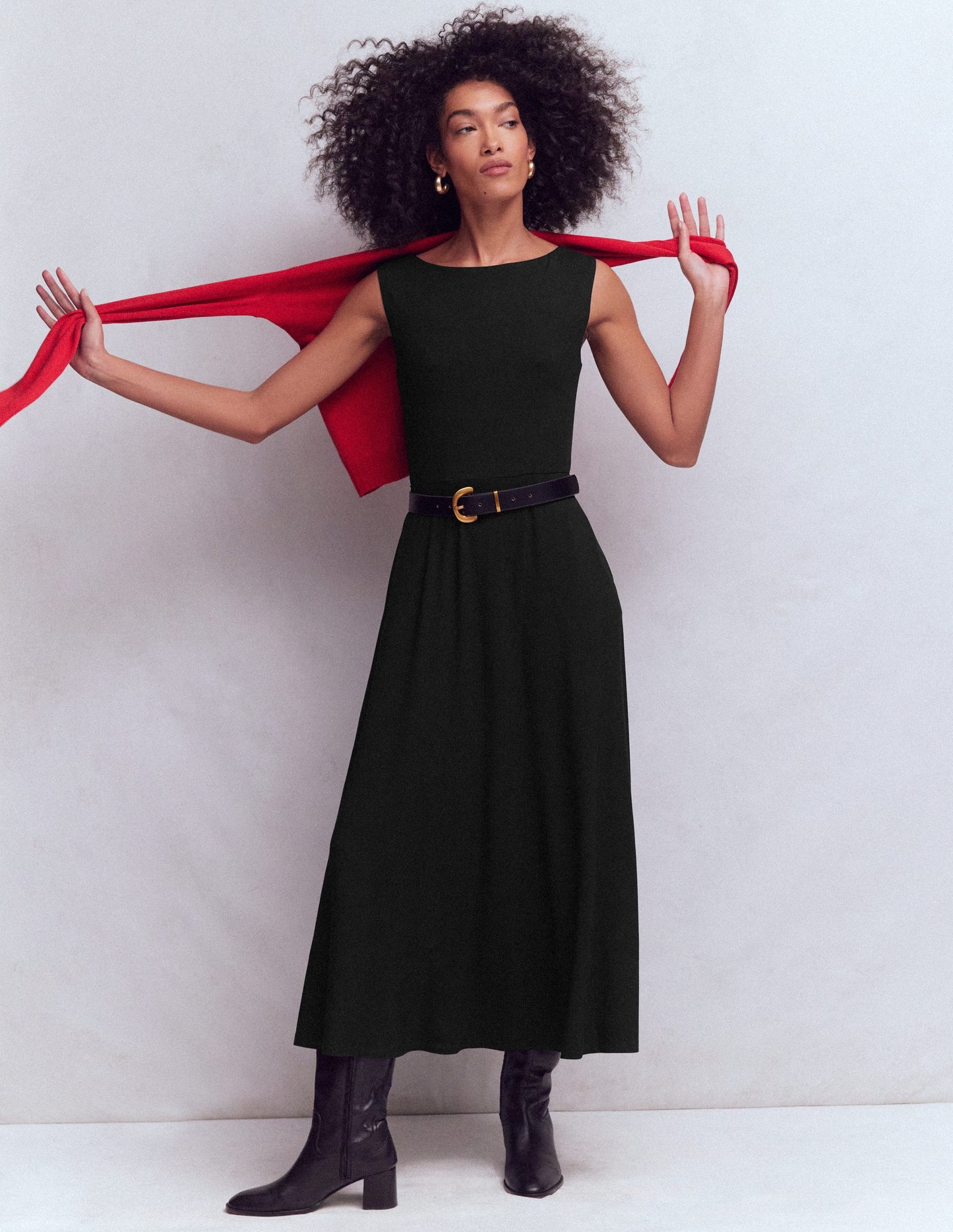 Tamsin Jersey Midi Dress-Black