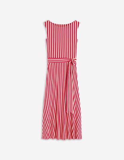 Tamsin Jersey Midi Dress-Merida Red, Ivory Stripe-5