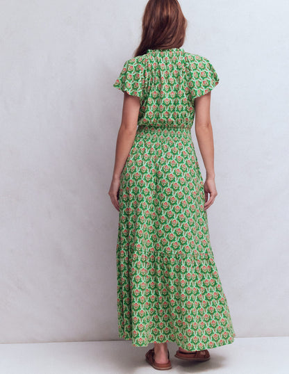 Tala Tiered Jersey Maxi Dress-Pistachio, Ornamental Stamp-4