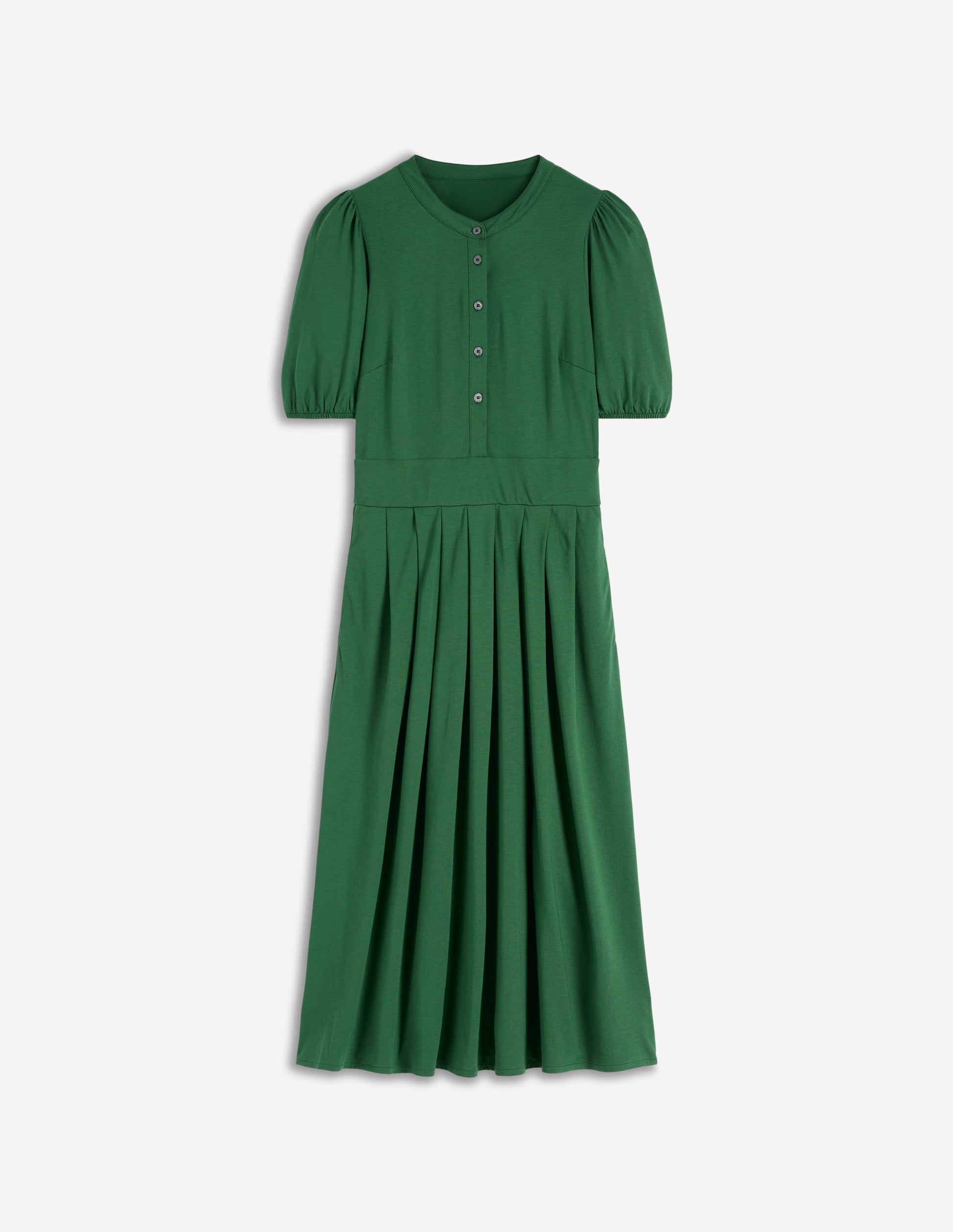 Amber Pleat Jersey Midi Dress-Hunter Green-5