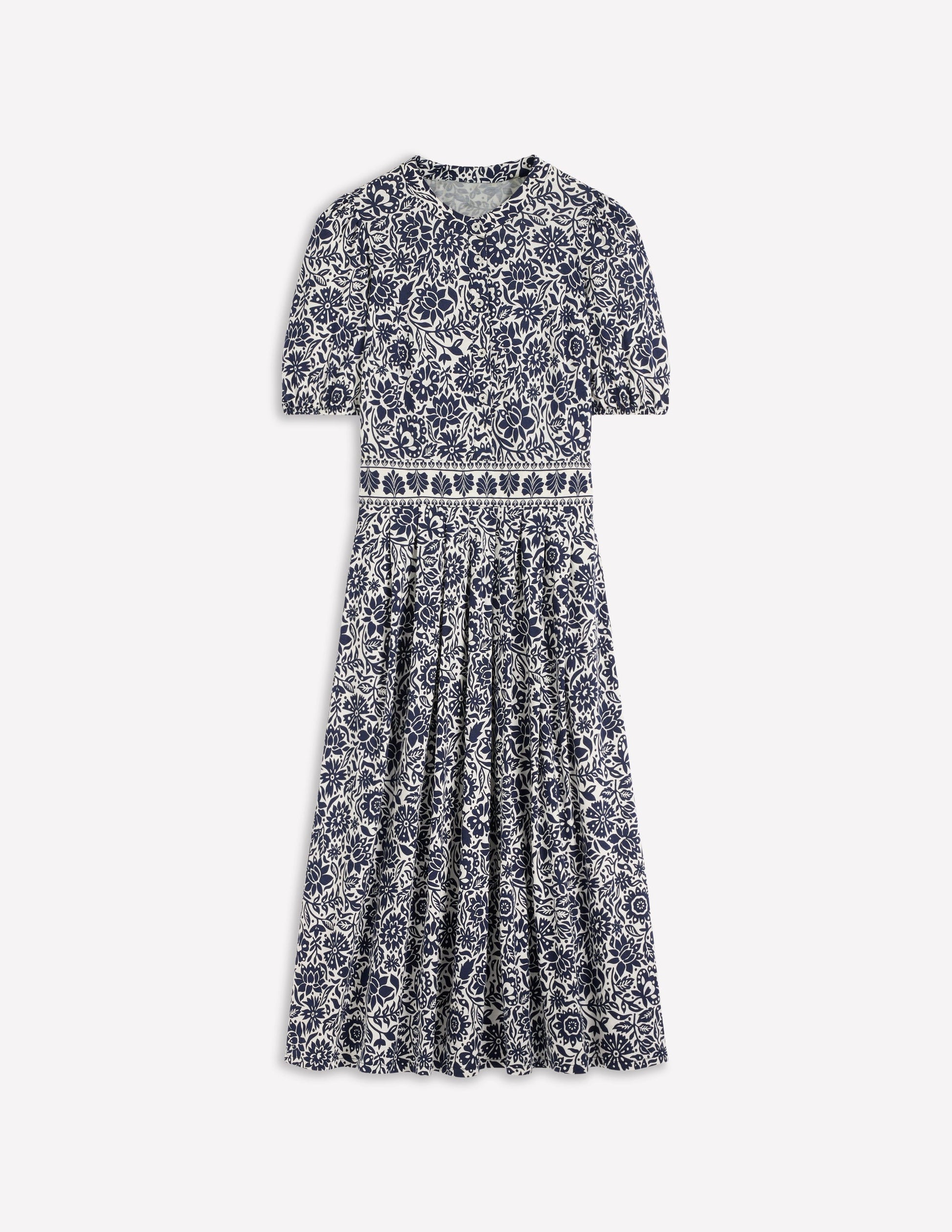 Amber Pleat Jersey Midi Dress-Navy, Meadow Scatter | Boden UK Amber Pleat Jersey Midi Dress-Navy, Meadow Scatter | Boden UK