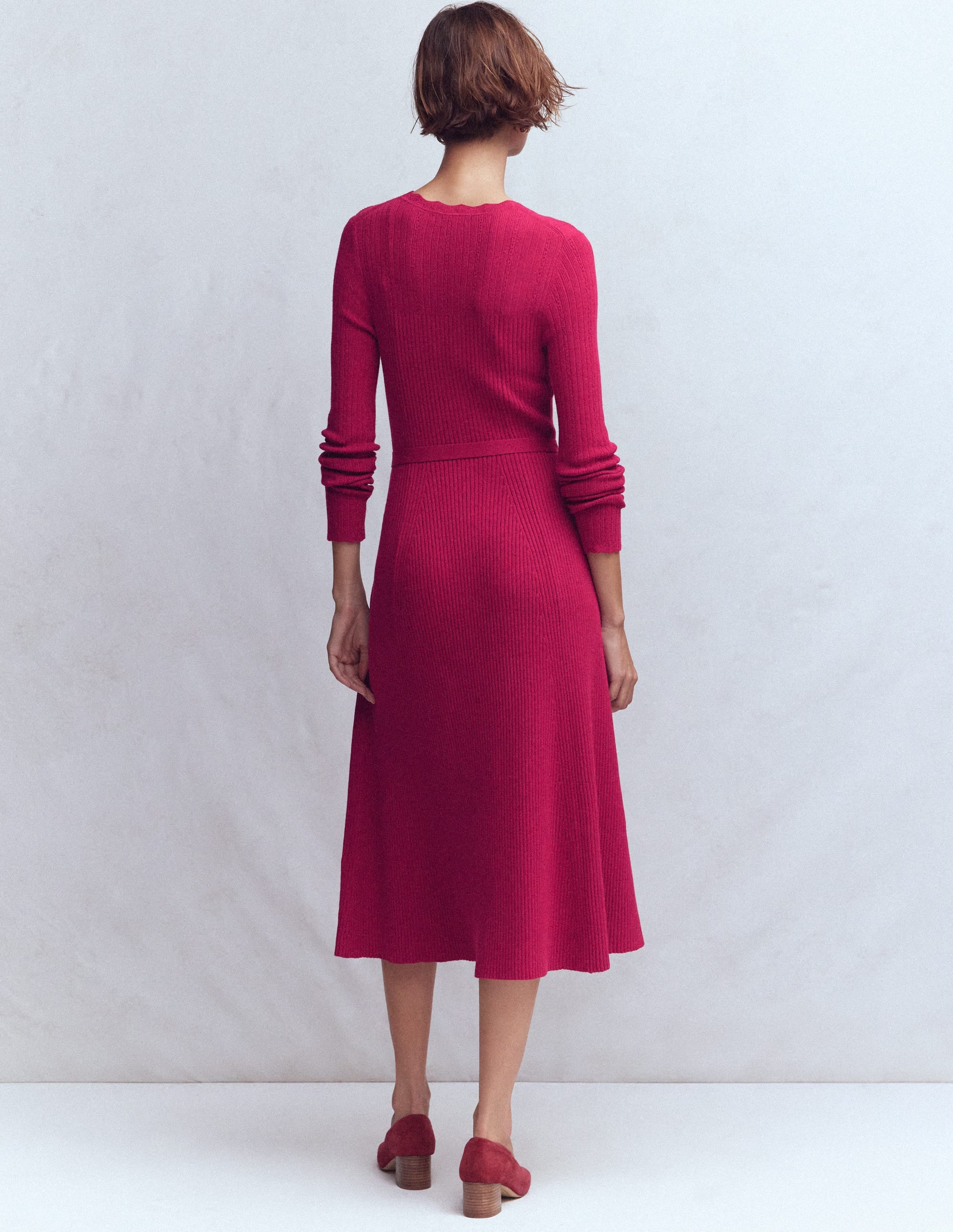 Isobel Knitted Midi Dress-Pomegranate - Image 3