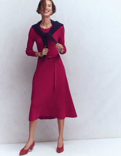 Isobel Knitted Midi Dress-Pomegranate-4