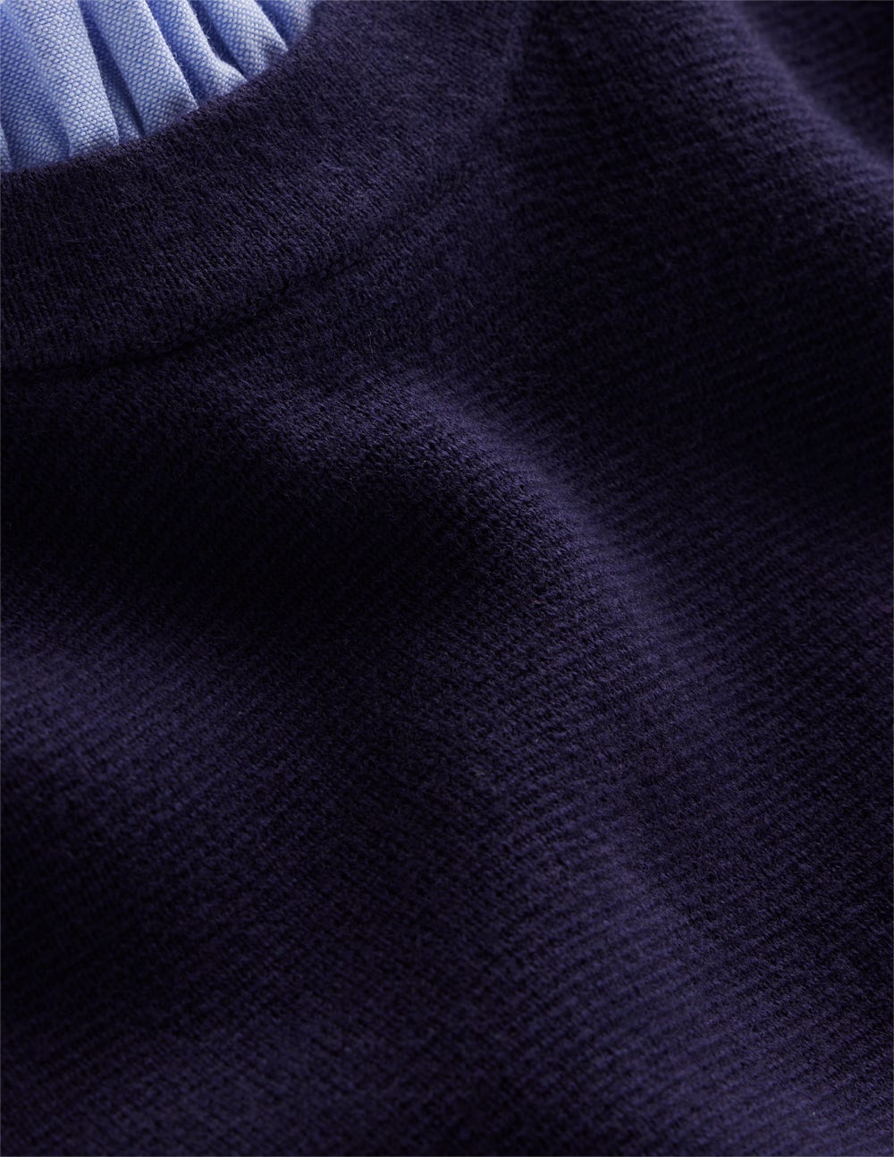 Woven Trim Knit Dress-Navy - Image 7