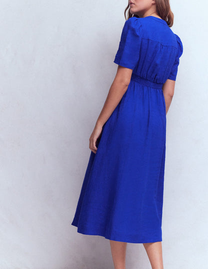 Ivy Linen Midi Dress-Bright Blue-3