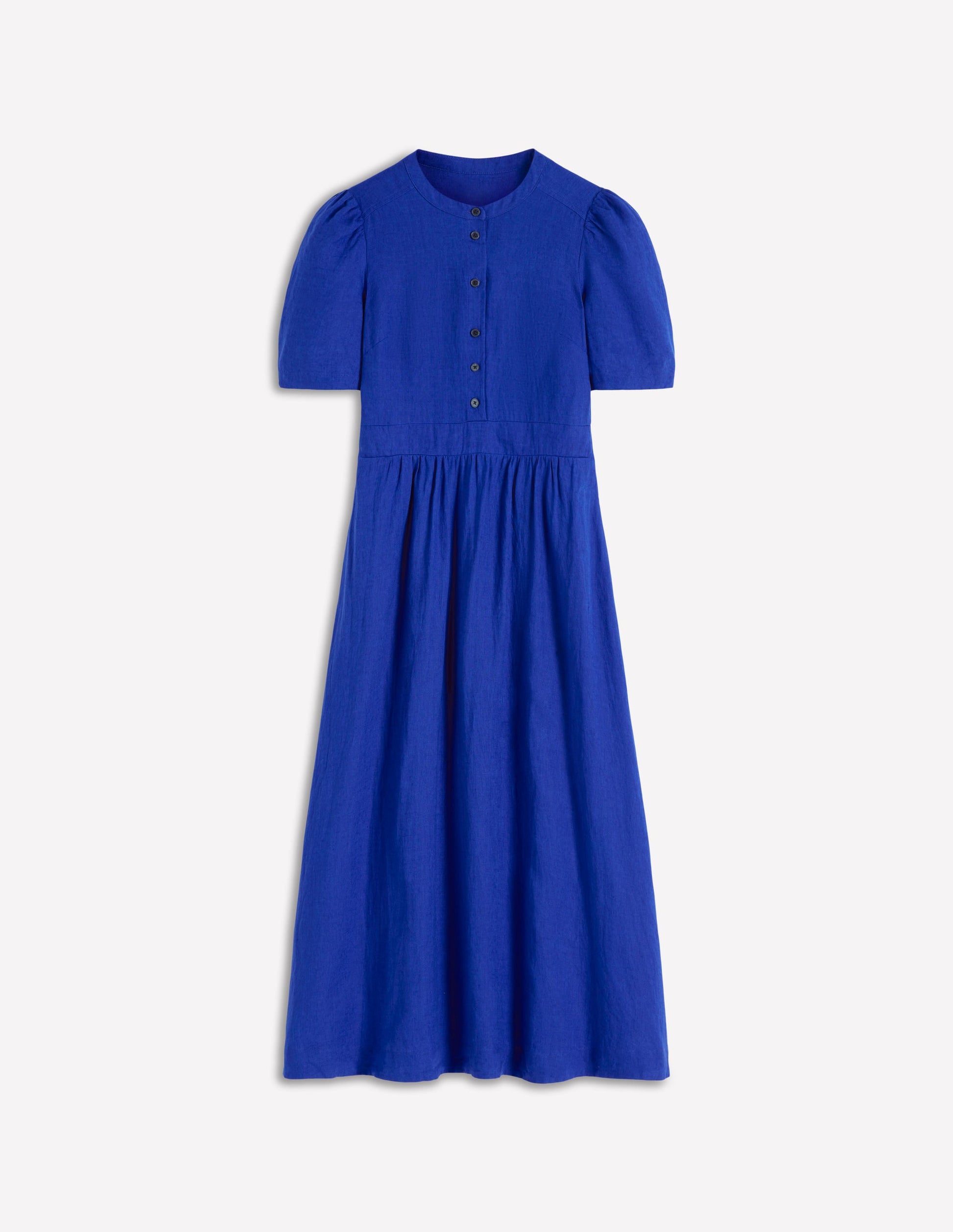 Ivy Linen Midi Dress-Bright Blue-5