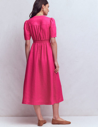 Ivy Linen Midi Dress-Pink Peony-3