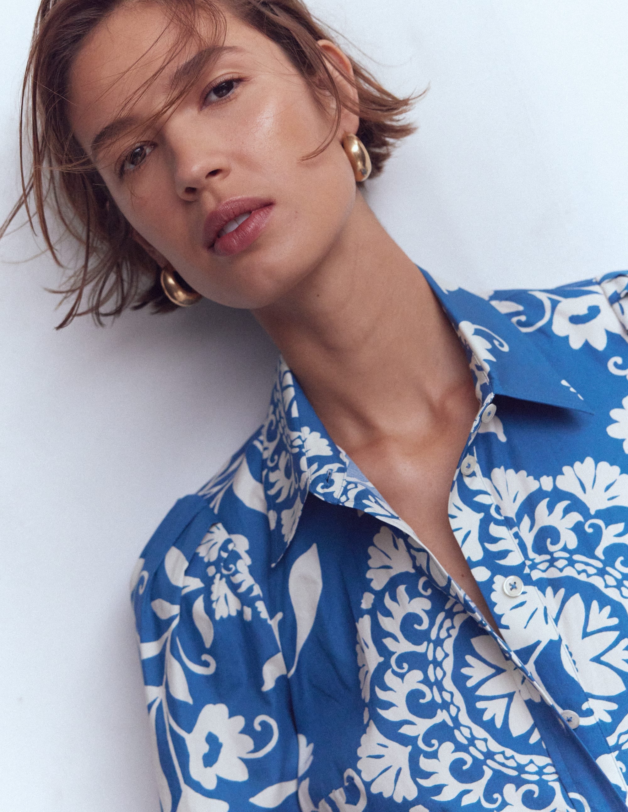 Alexa Long Sleeve Midi Dress-Blue, Decorative Blossom | Boden UK