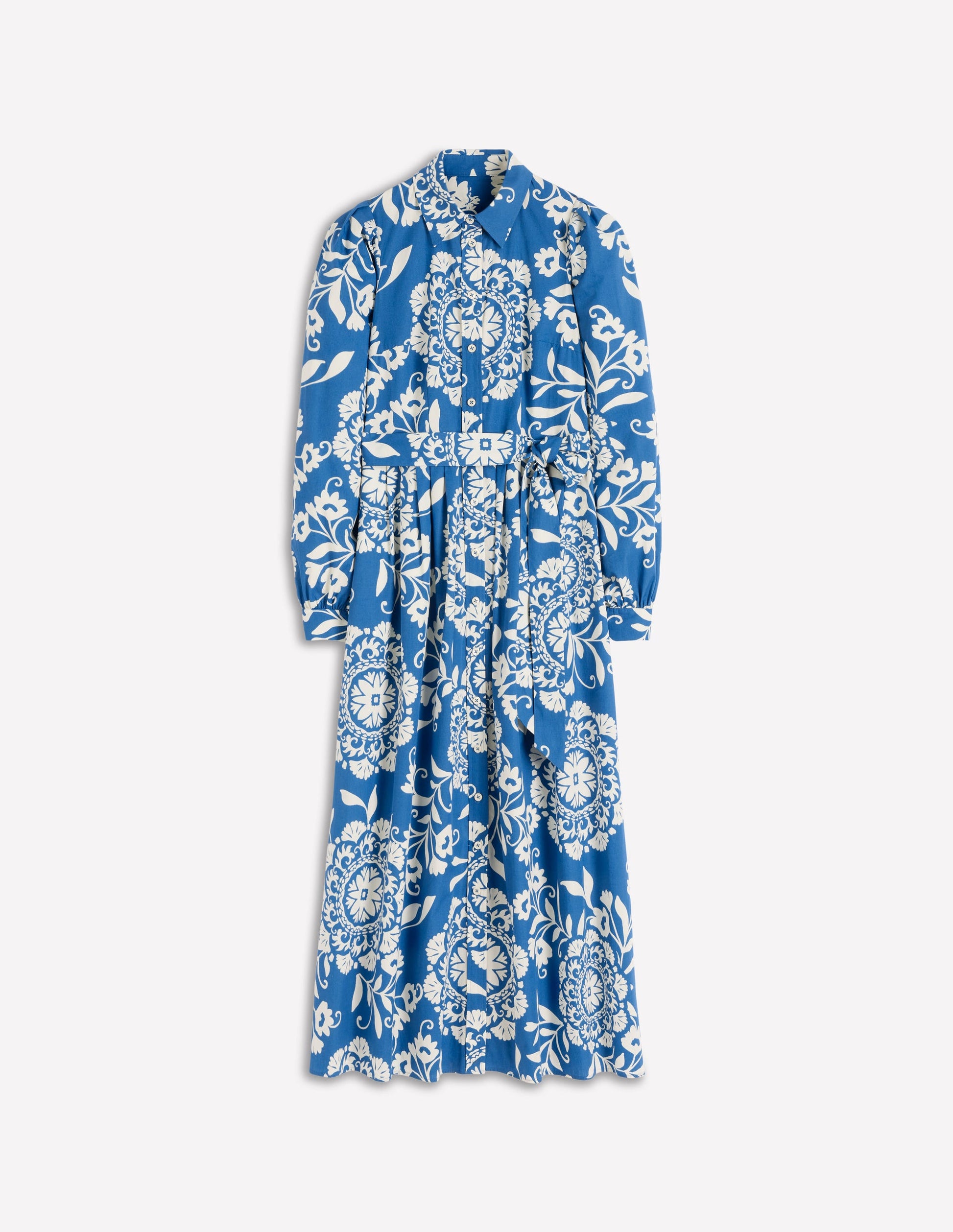 Alexa Long Sleeve Midi Dress-Blue, Decorative Blossom-7