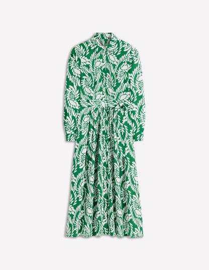 Alexa Long Sleeve Midi Dress-Fresh Green, Scattered Vine-5