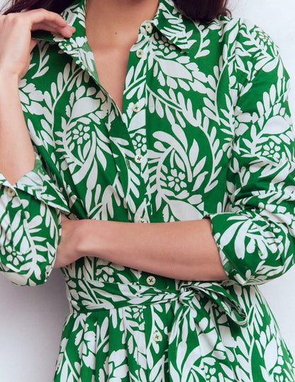 Alexa Long Sleeve Midi Dress-Fresh Green, Scattered Vine-2