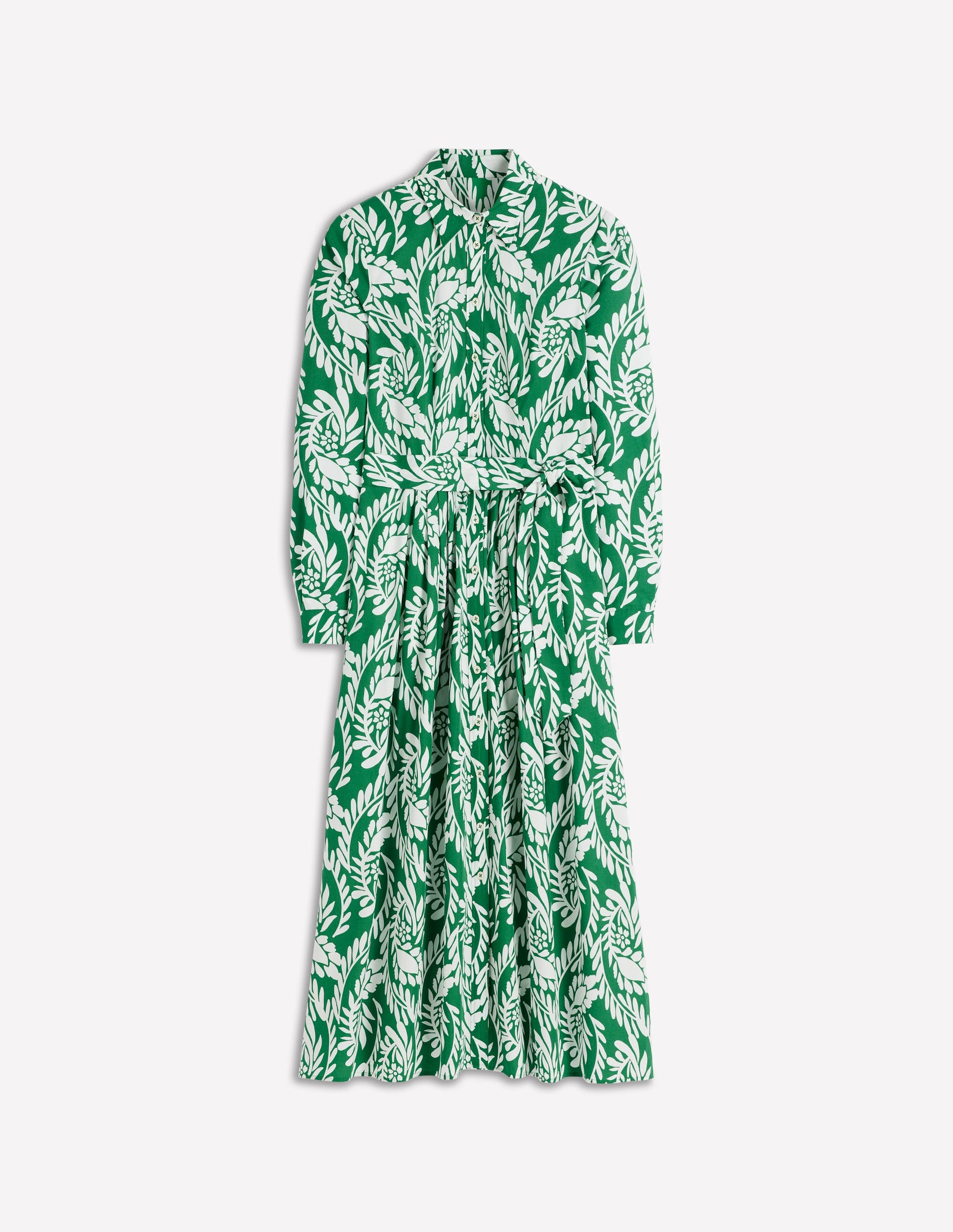 Alexa Long Sleeve Midi Dress-Fresh Green, Scattered Vine-5