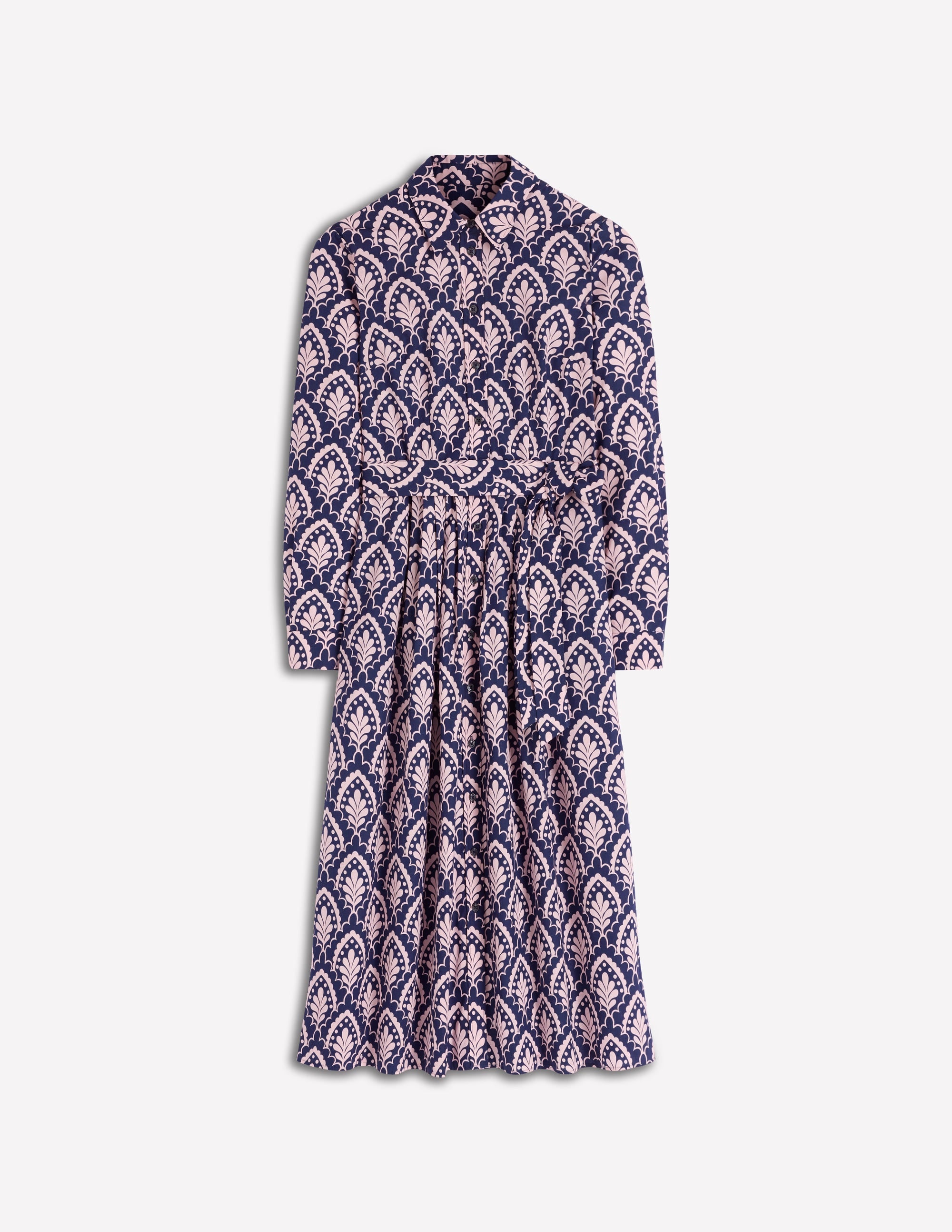 Alexa Cotton Midi Shirt Dress-Navy Petal Terrace - Image 5