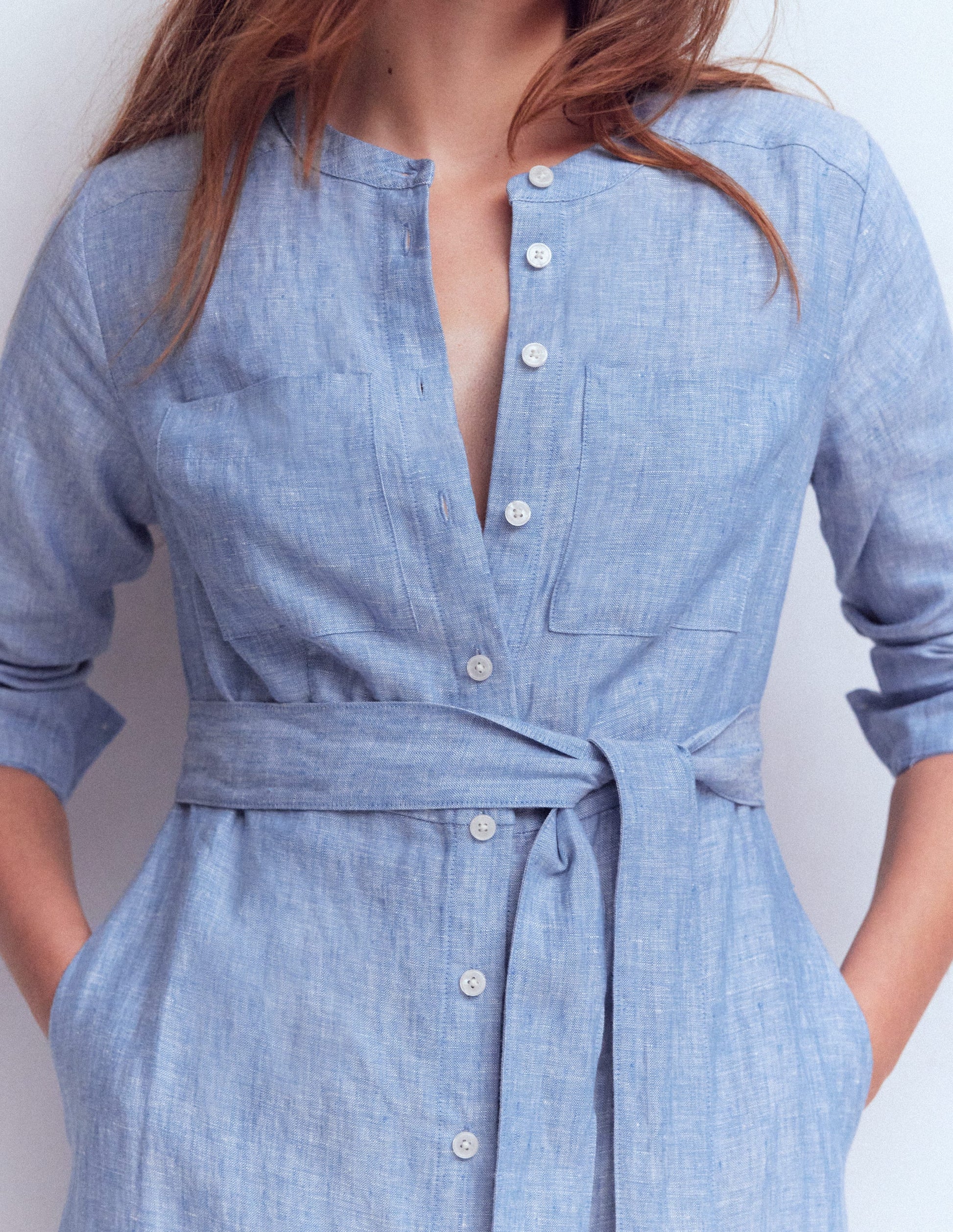 Mollie Linen Shirt Dress-Chambray-2