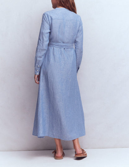Mollie Linen Shirt Dress-Chambray-3