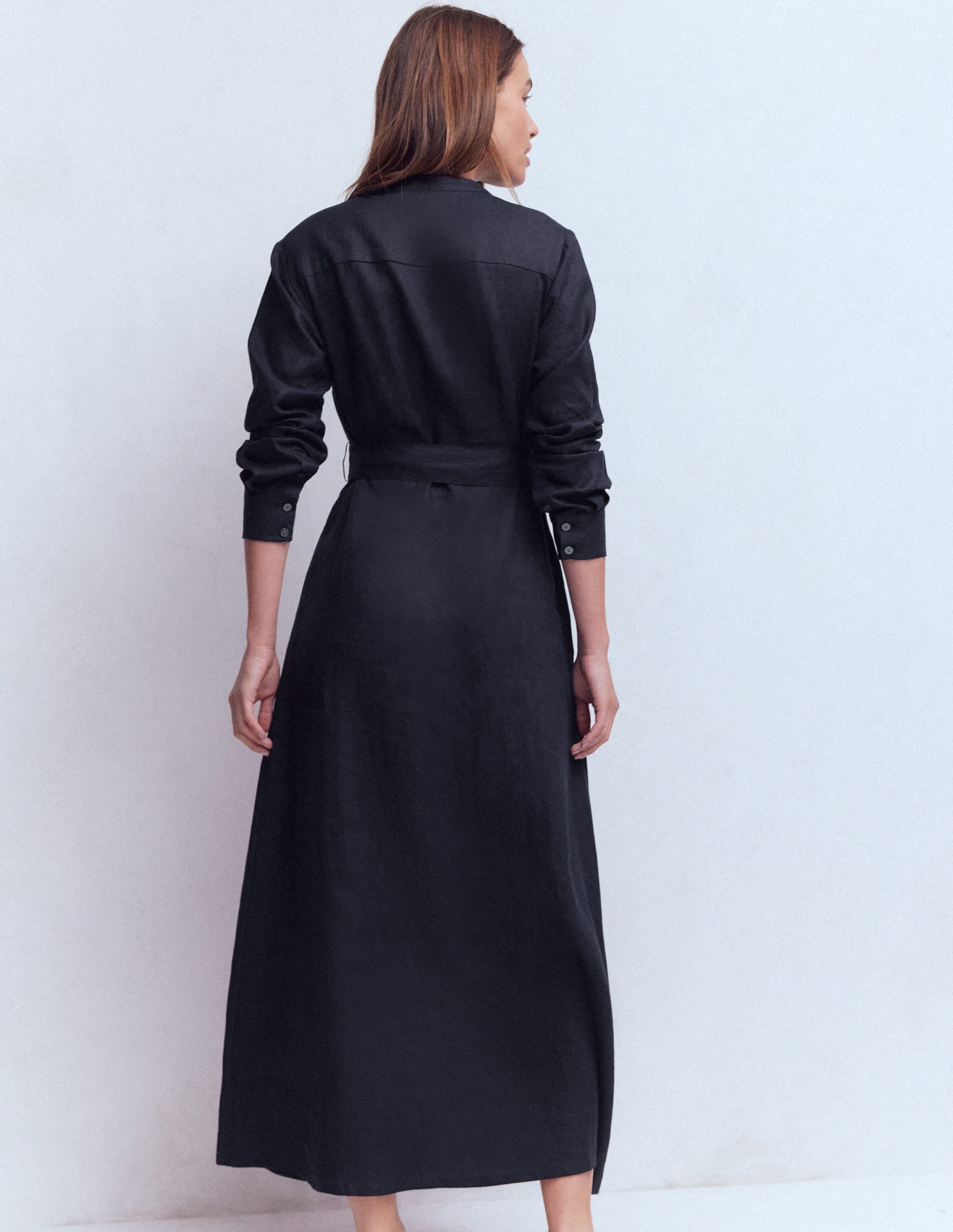 Mollie Linen Midi Dress-Navy - Image 3