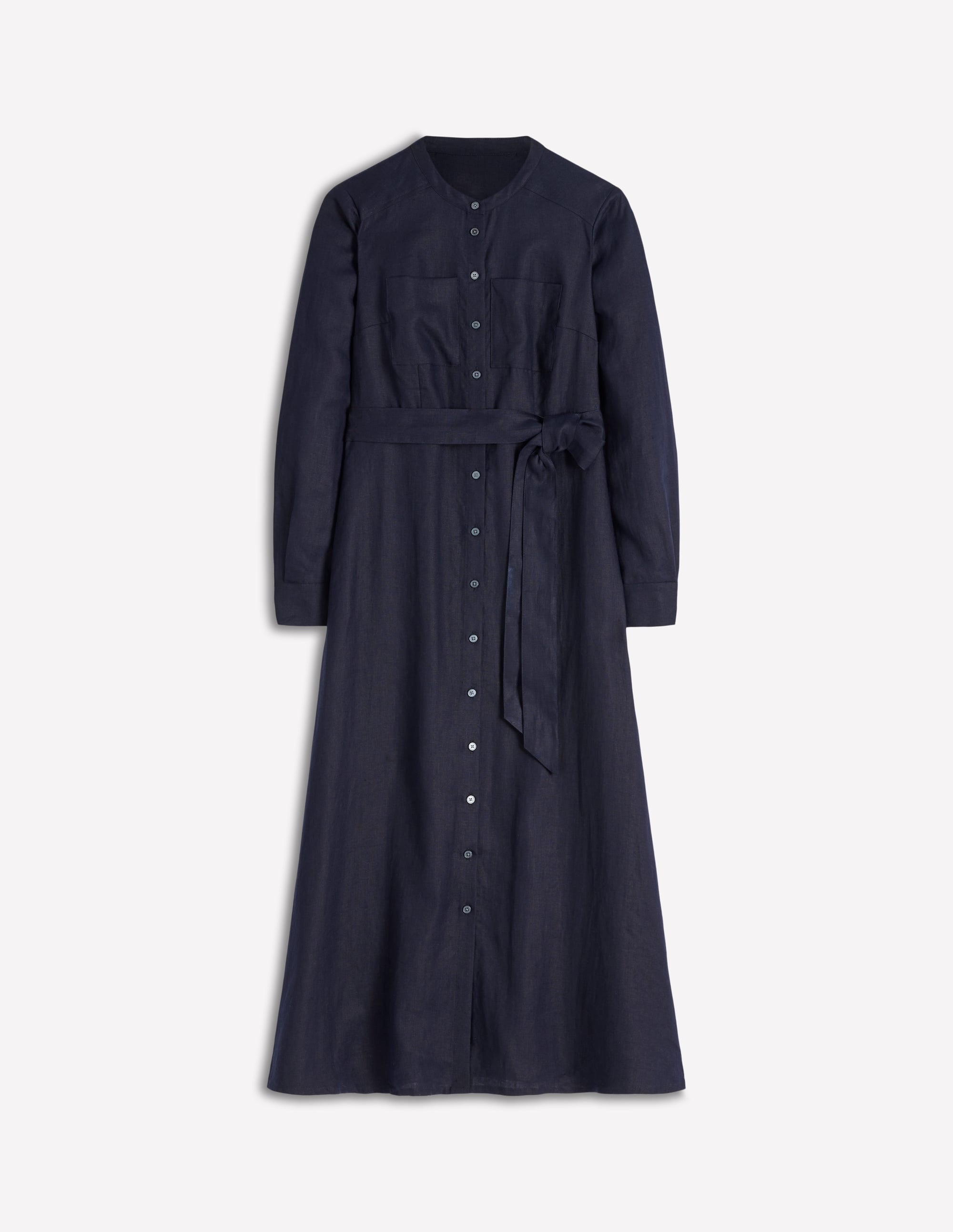 Mollie Linen Midi Dress-Navy - Image 5