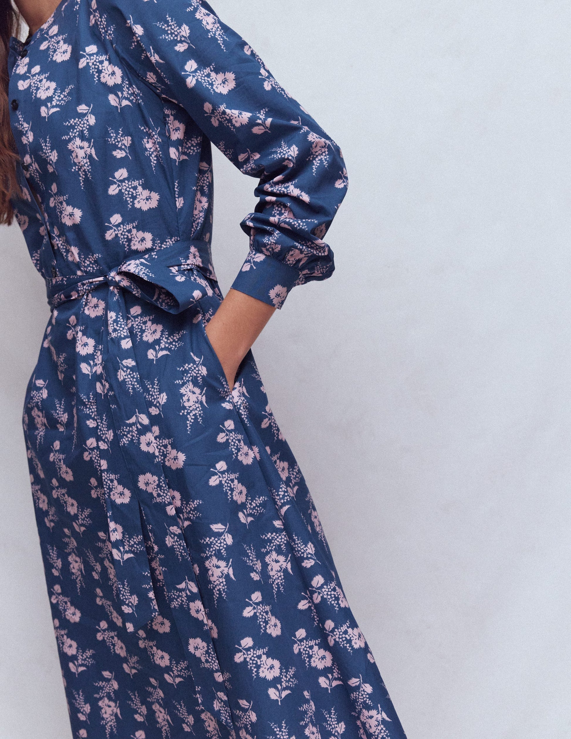 Ava Cotton Midi Dress-Navy, Blossomy Sprig-6