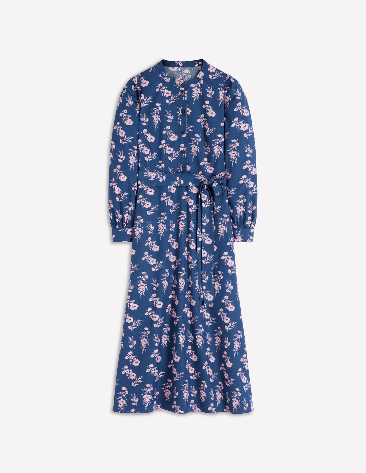Ava Cotton Midi Dress-Denim Blue, Blossomy Sprig