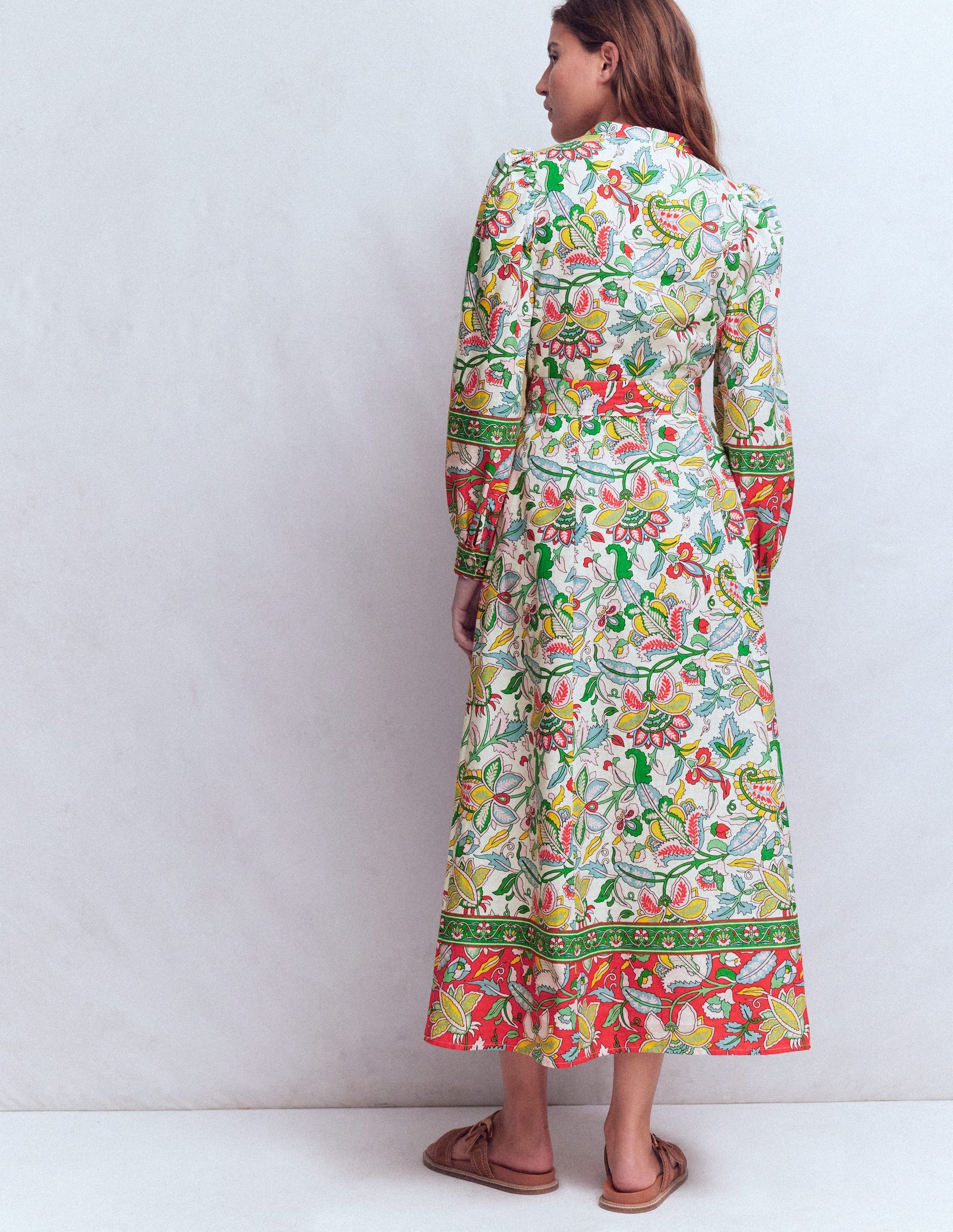 Ava Linen Blend Midi Dress-Multi, Botanical Trail-4