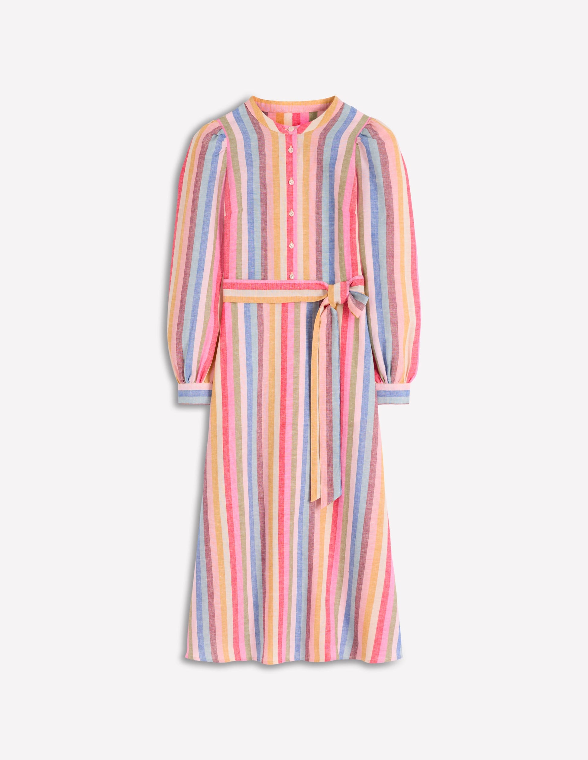 Ava Linen Blend Midi Dress-Pink, Green, Purple Multi-5