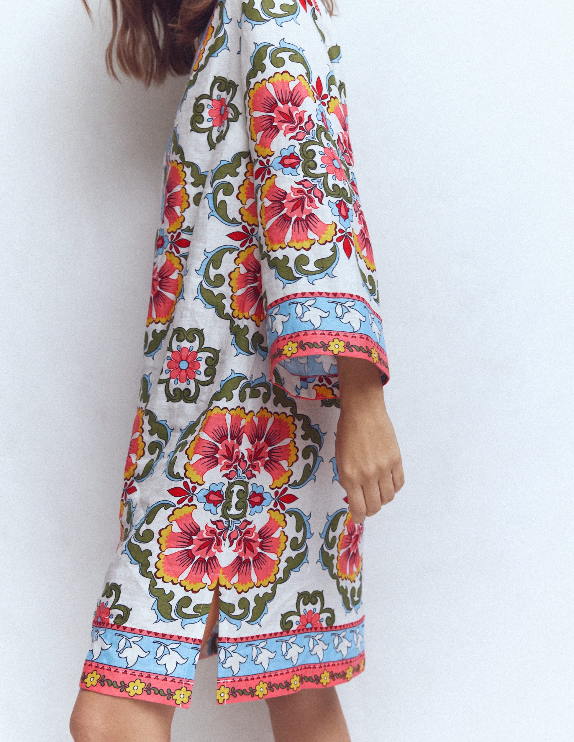 Carmen Linen Short Dress-Multi, Ornamental Trellis-3