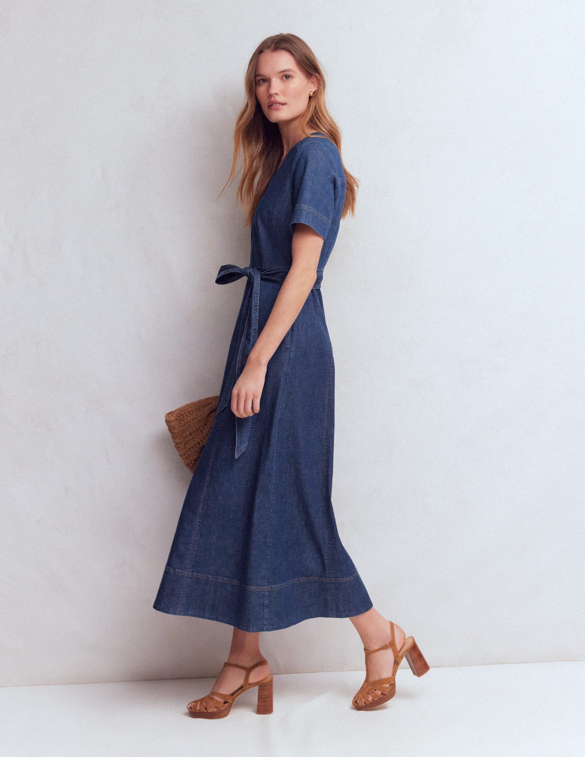 V-Neck Denim Dress-Mid Vintage | Boden UK V-Neck Denim Dress-Mid Vintage | Boden UK