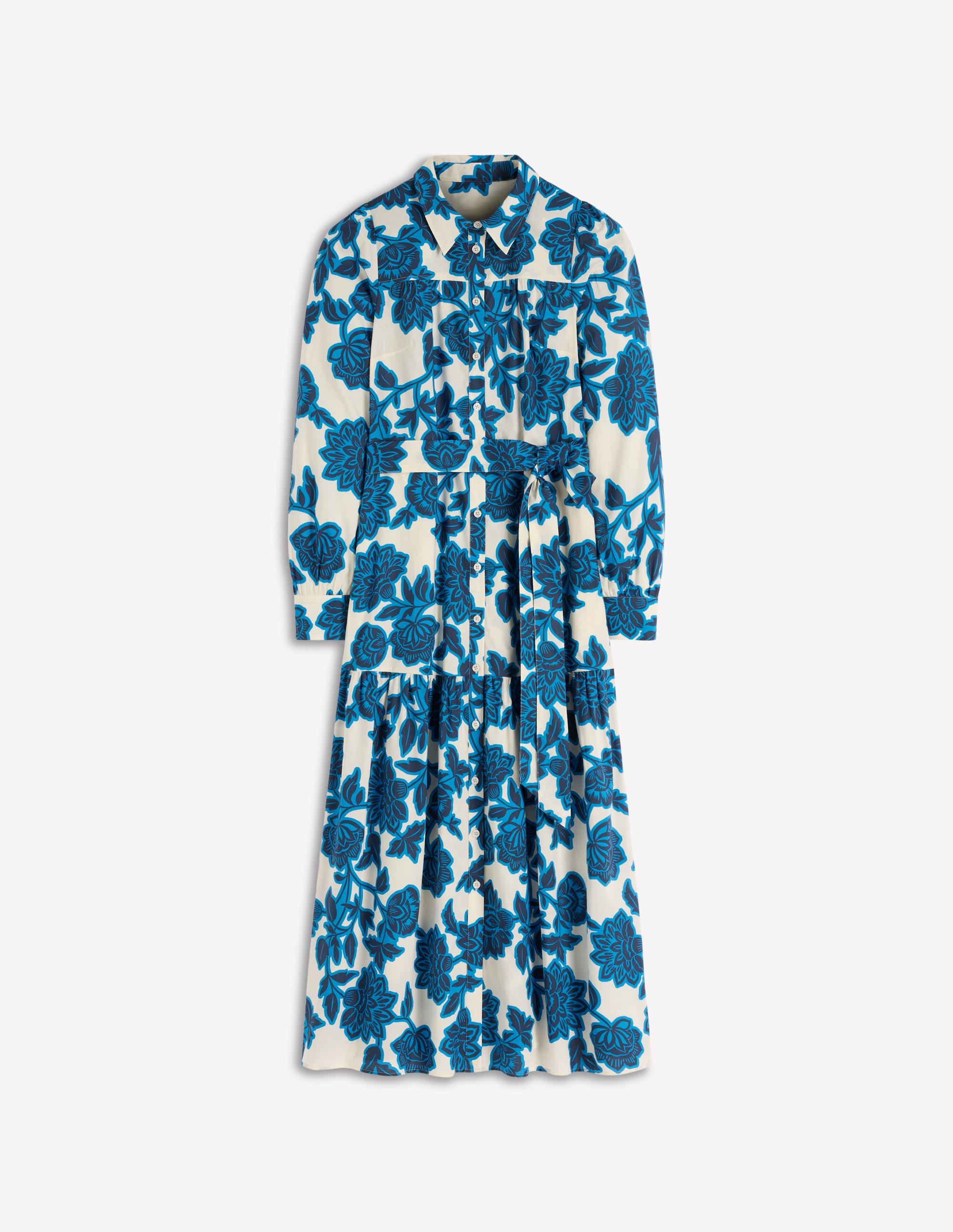 Ellie Cotton Maxi Shirt Dress-Ivory Floral Frenzy - Image 5