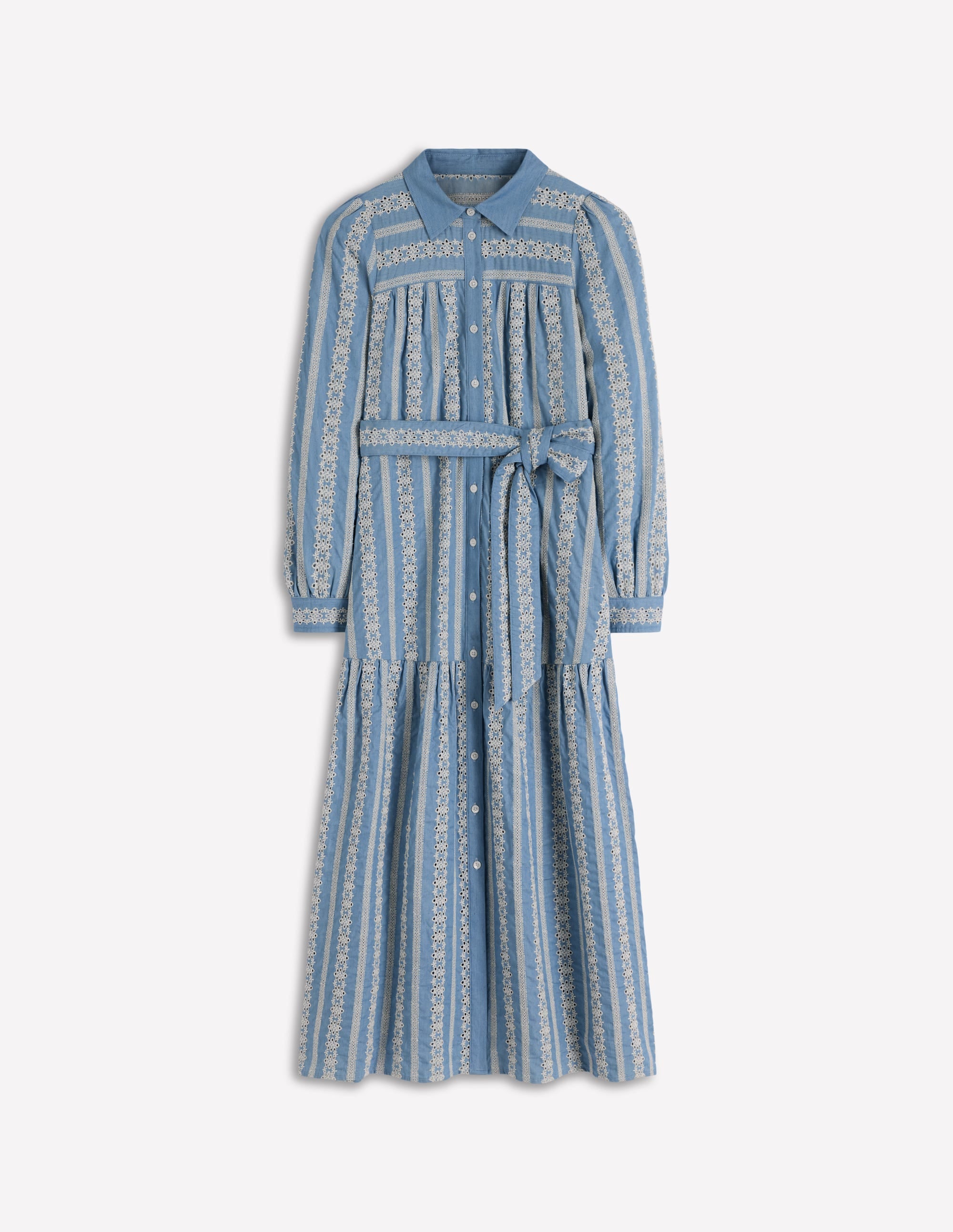 Ellie Cotton Maxi Shirt Dress-Broderie Denim - Image 6