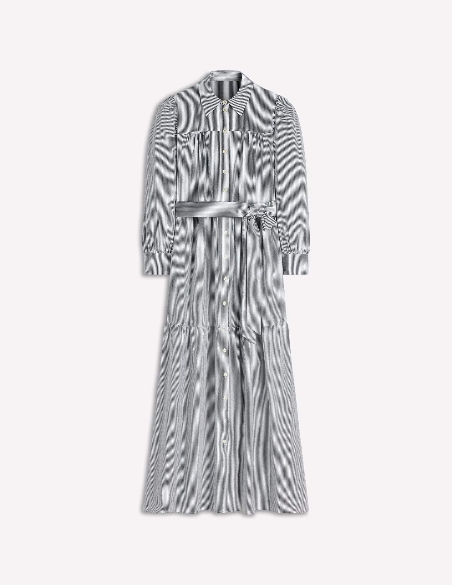 Ellie Cotton Maxi Shirt Dress-Texture Stripe