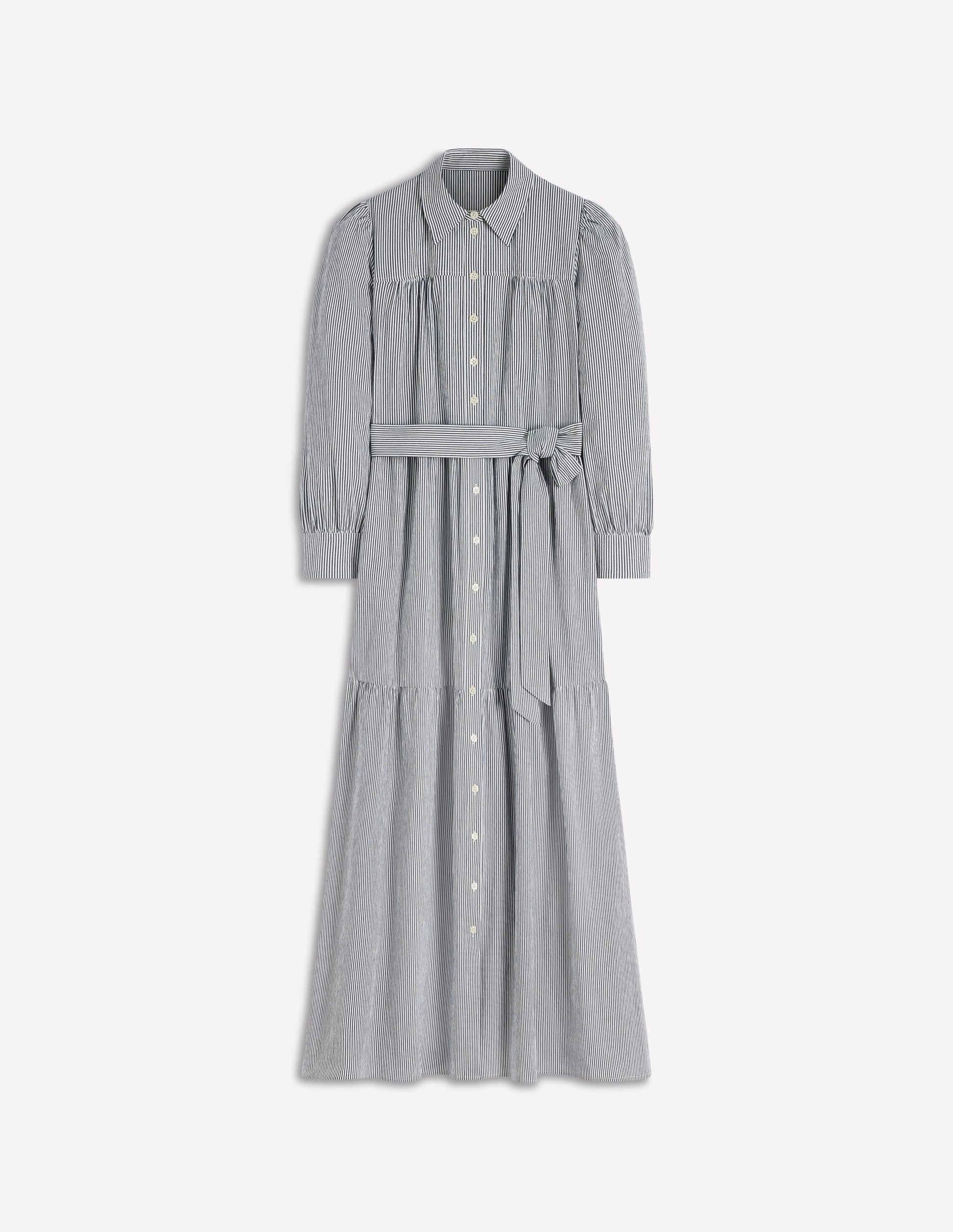 Ellie Cotton Maxi Shirt Dress-Texture Stripe-5