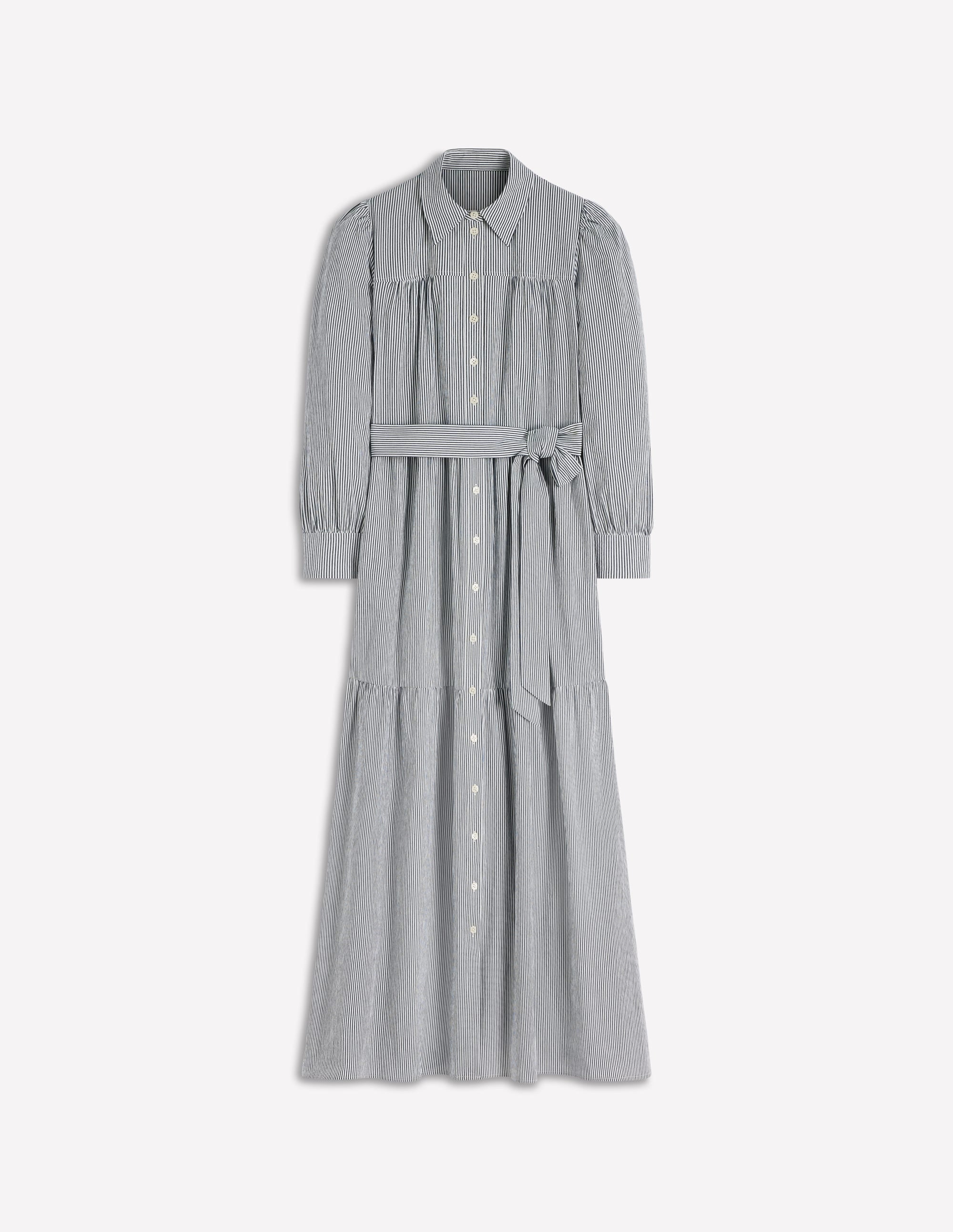 Ellie Cotton Maxi Shirt Dress-Texture Stripe - Image 5