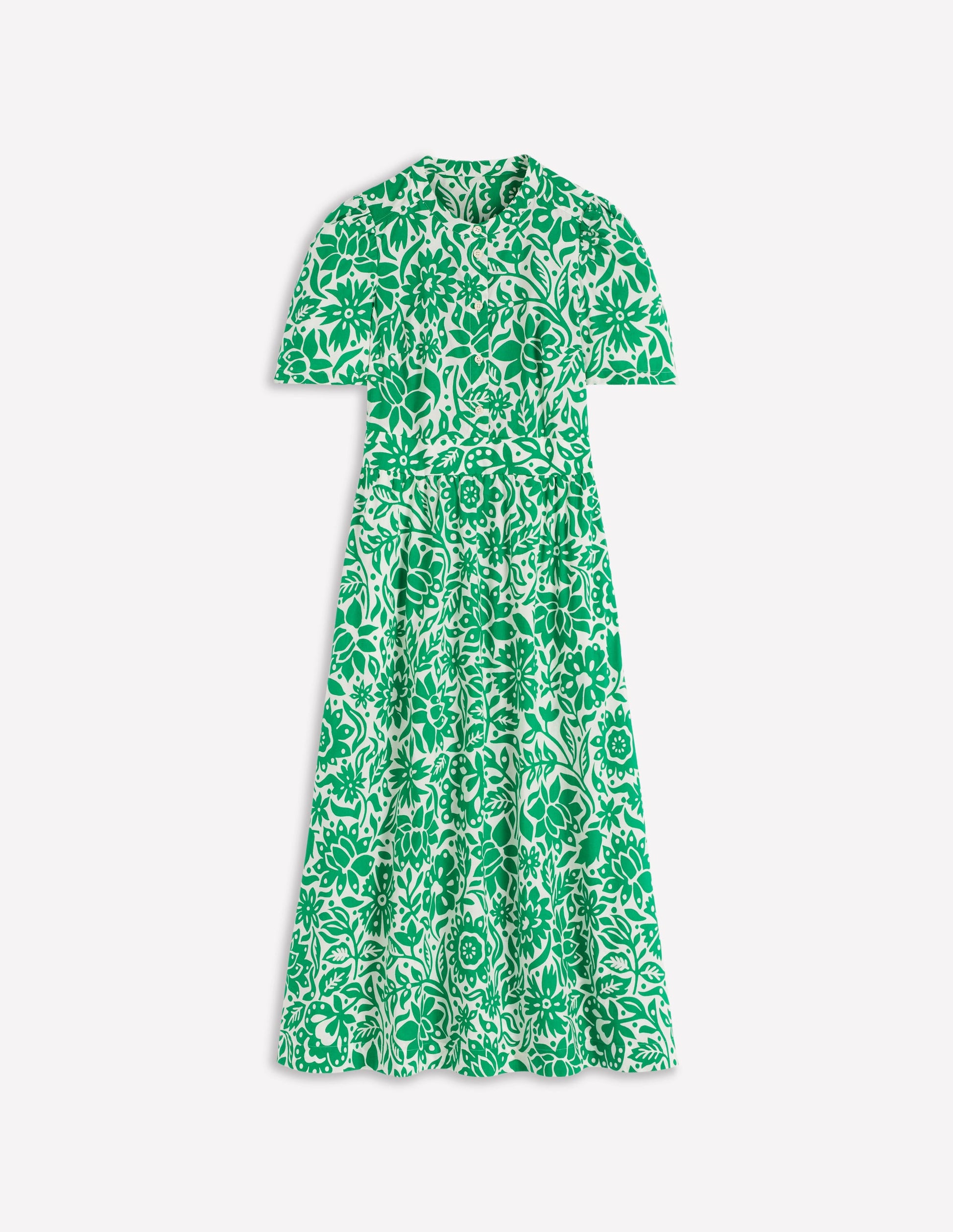 Ivy Cotton Midi Dress-Verdant Green, Meadow Scatter-6