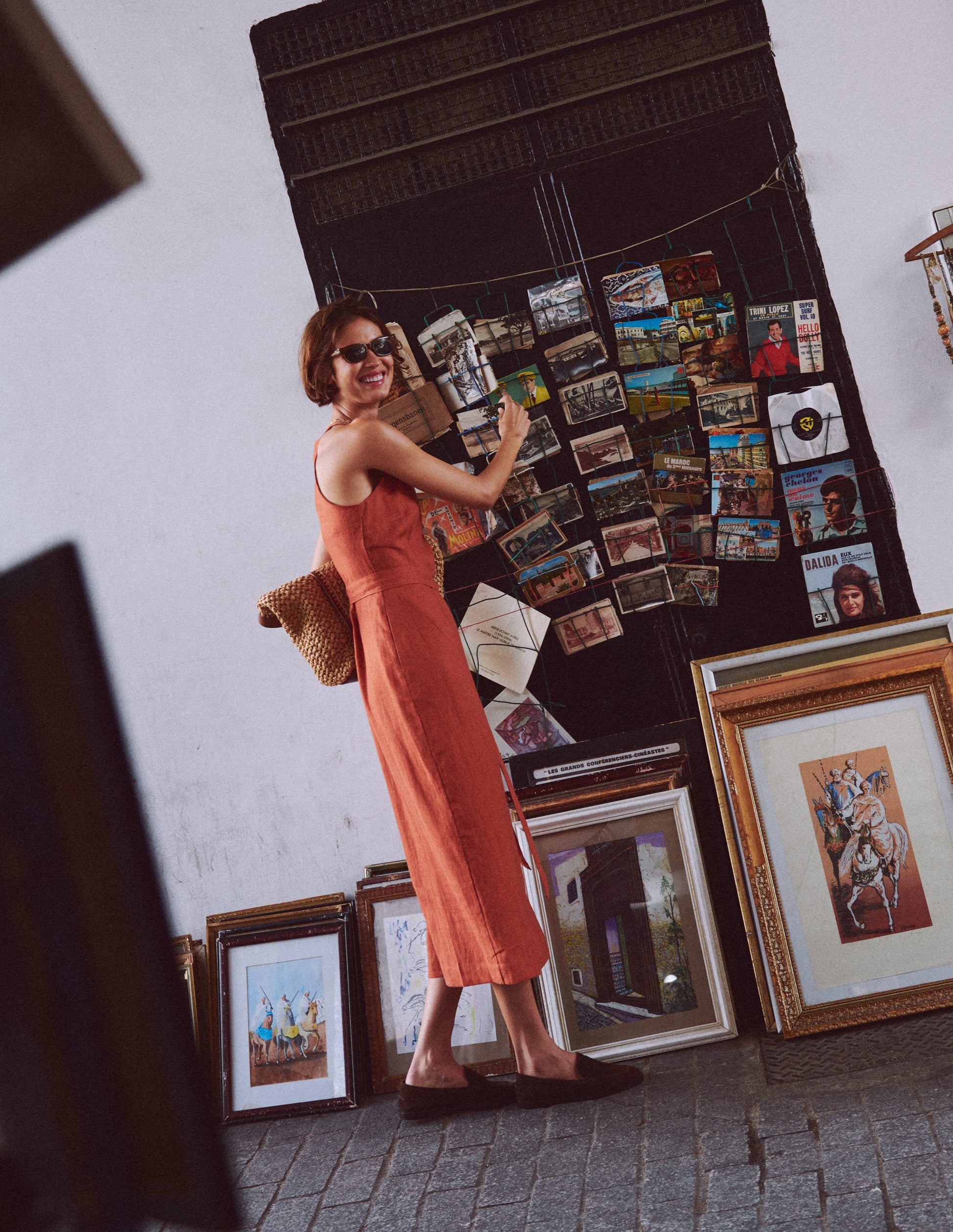 Rosa Halter Linen Midi Dress-Burnt Orange-2