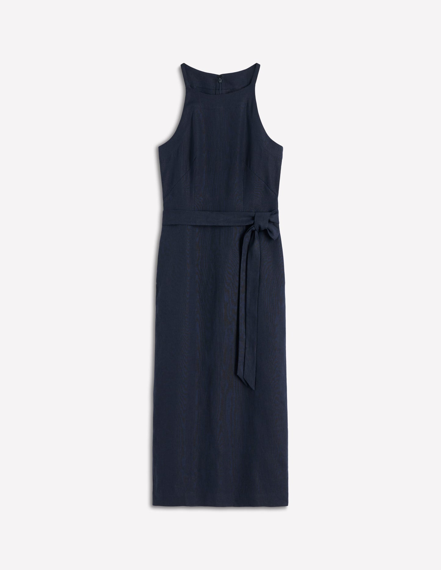 Rosa Halter Linen Midi Dress-Navy