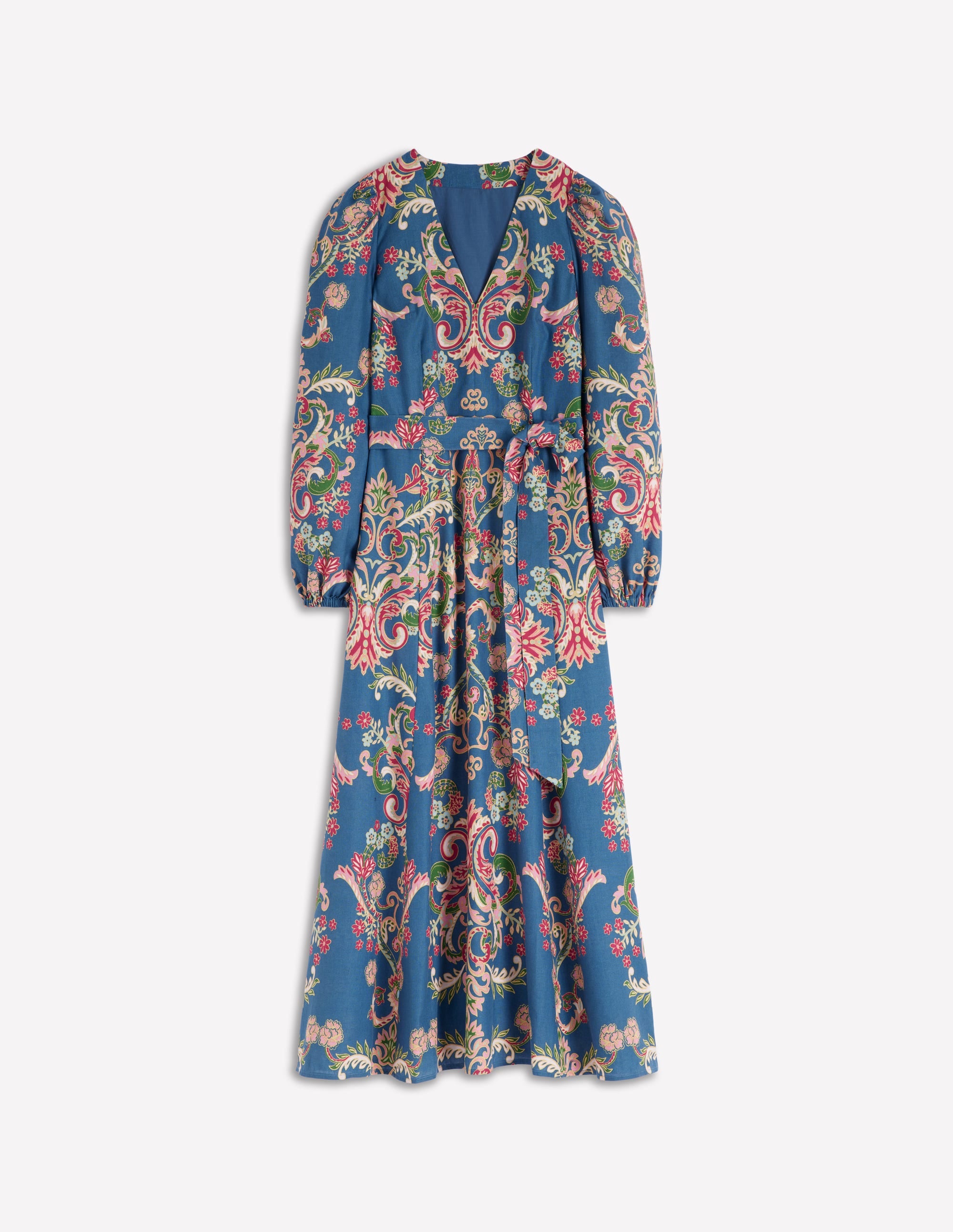 Florence Linen Blend Dress-Blue, Enchanting Bouquet - Image 6