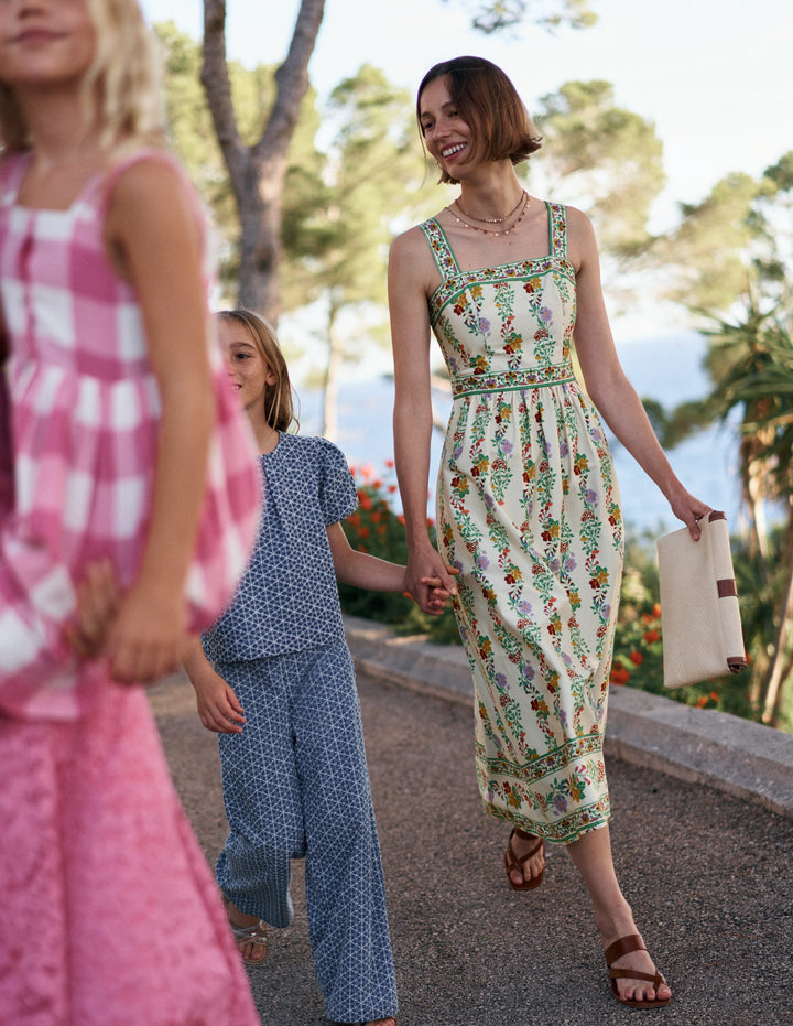 Square Neck Occasion Dress-Ivory, Blossom Trail