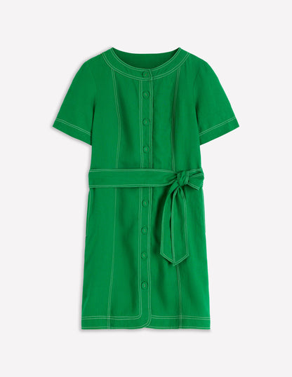 Callie Linen Short Dress-Highland Green-8