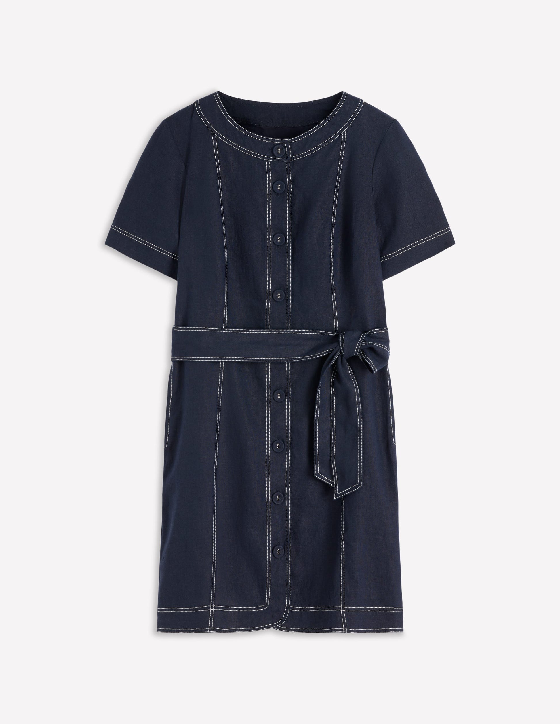 Callie Linen Short Dress-Navy | Boden UK Callie Linen Short Dress-Navy | Boden UK