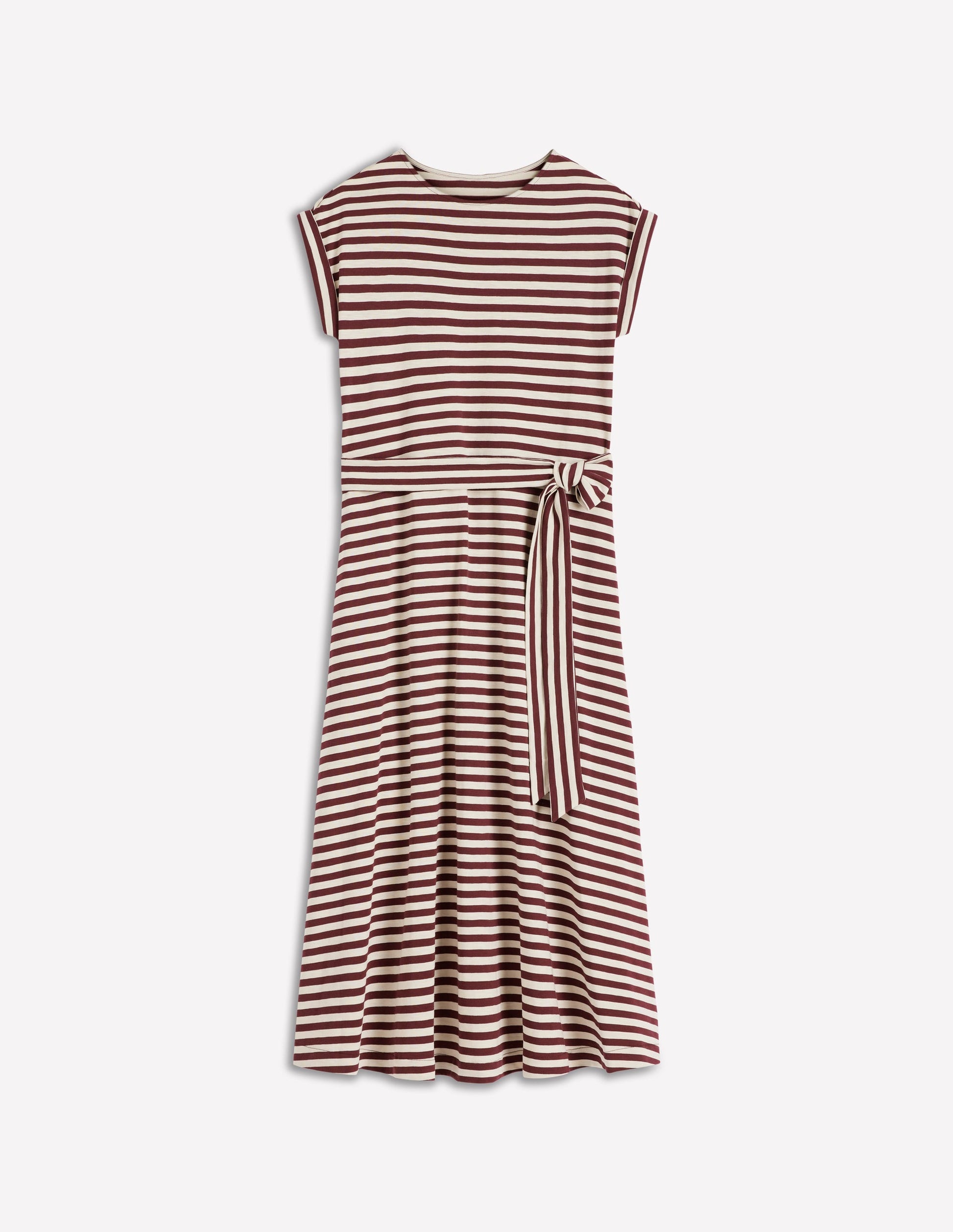 Eve Jersey Midi Dress-Deep Wisteria, Ivory Stripe-6